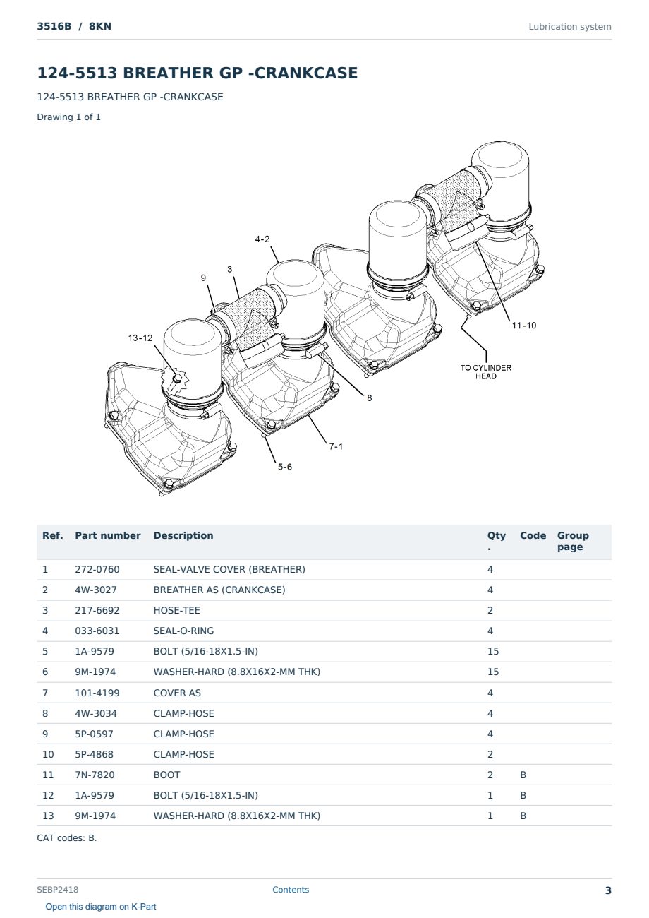 Caterpillar 3516B S/N 8KN Partsbook SEBP2418 (English) - sample page 3 of 10 Caterpillar 3516B S/N 8KN Partsbook SEBP2418 (English) - sample page 3 of 10