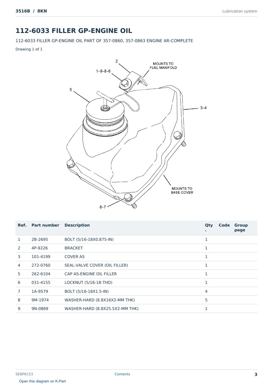 Caterpillar 3516B S/N 8KN Partsbook SEBP6153 (English) - sample page 3 of 10 Caterpillar 3516B S/N 8KN Partsbook SEBP6153 (English) - sample page 3 of 10