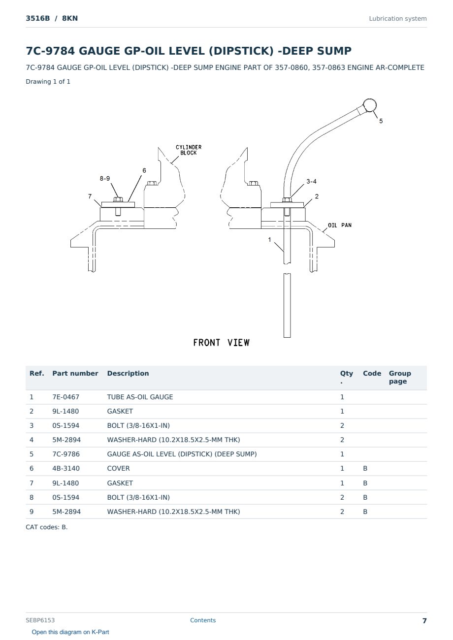 Caterpillar 3516B S/N 8KN Partsbook SEBP6153 (English) - sample page 7 of 10 Caterpillar 3516B S/N 8KN Partsbook SEBP6153 (English) - sample page 7 of 10