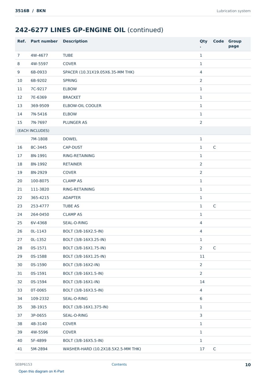 Caterpillar 3516B S/N 8KN Partsbook SEBP6153 (English) - sample page 10 of 10 Caterpillar 3516B S/N 8KN Partsbook SEBP6153 (English) - sample page 10 of 10