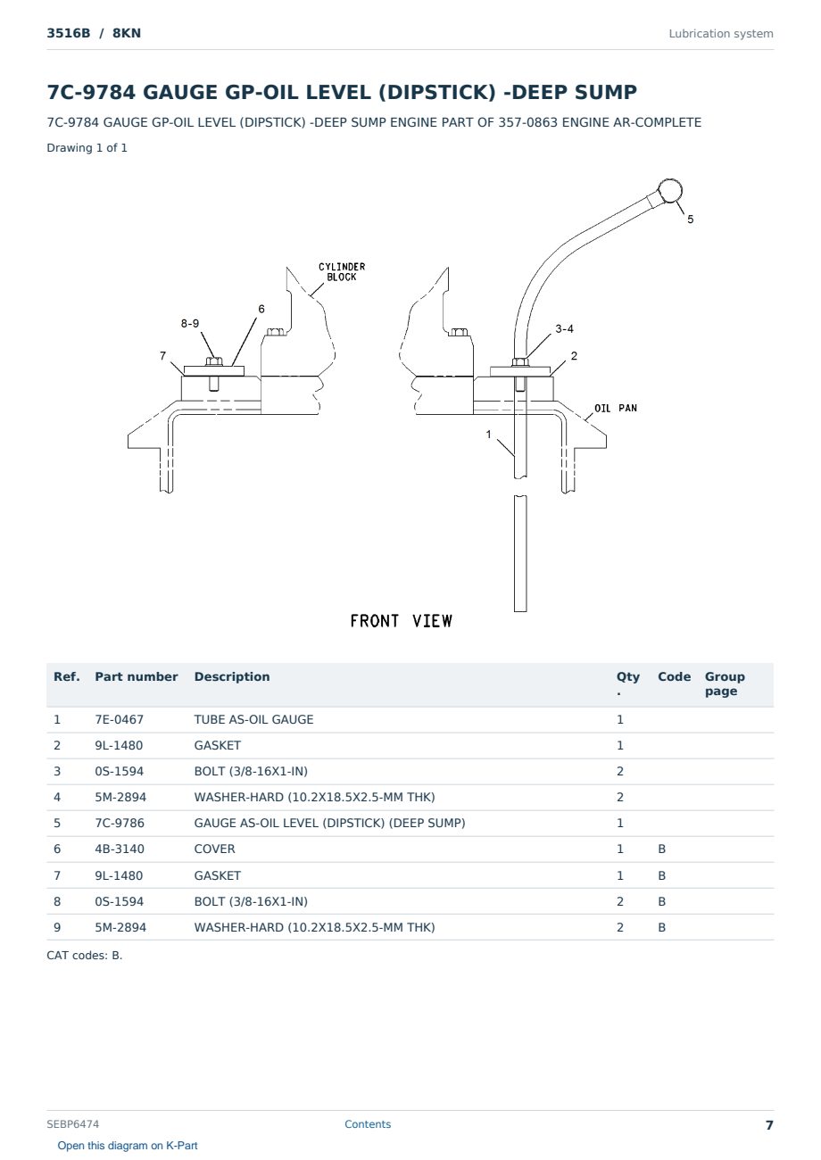 Caterpillar 3516B S/N 8KN Partsbook SEBP6474 (English) - sample page 7 of 10 Caterpillar 3516B S/N 8KN Partsbook SEBP6474 (English) - sample page 7 of 10