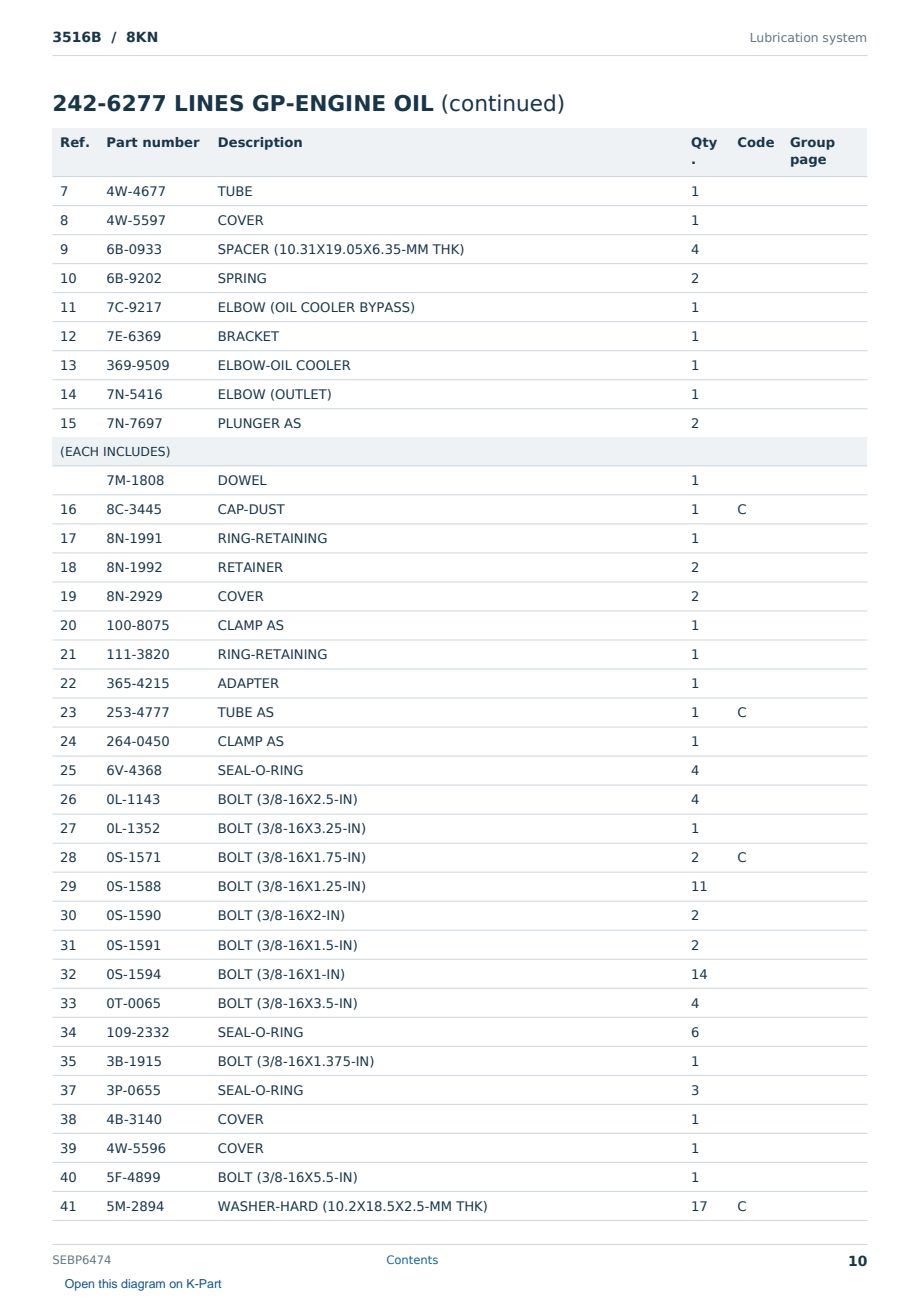 Caterpillar 3516B S/N 8KN Partsbook SEBP6474 (English) - sample page 10 of 10 Caterpillar 3516B S/N 8KN Partsbook SEBP6474 (English) - sample page 10 of 10