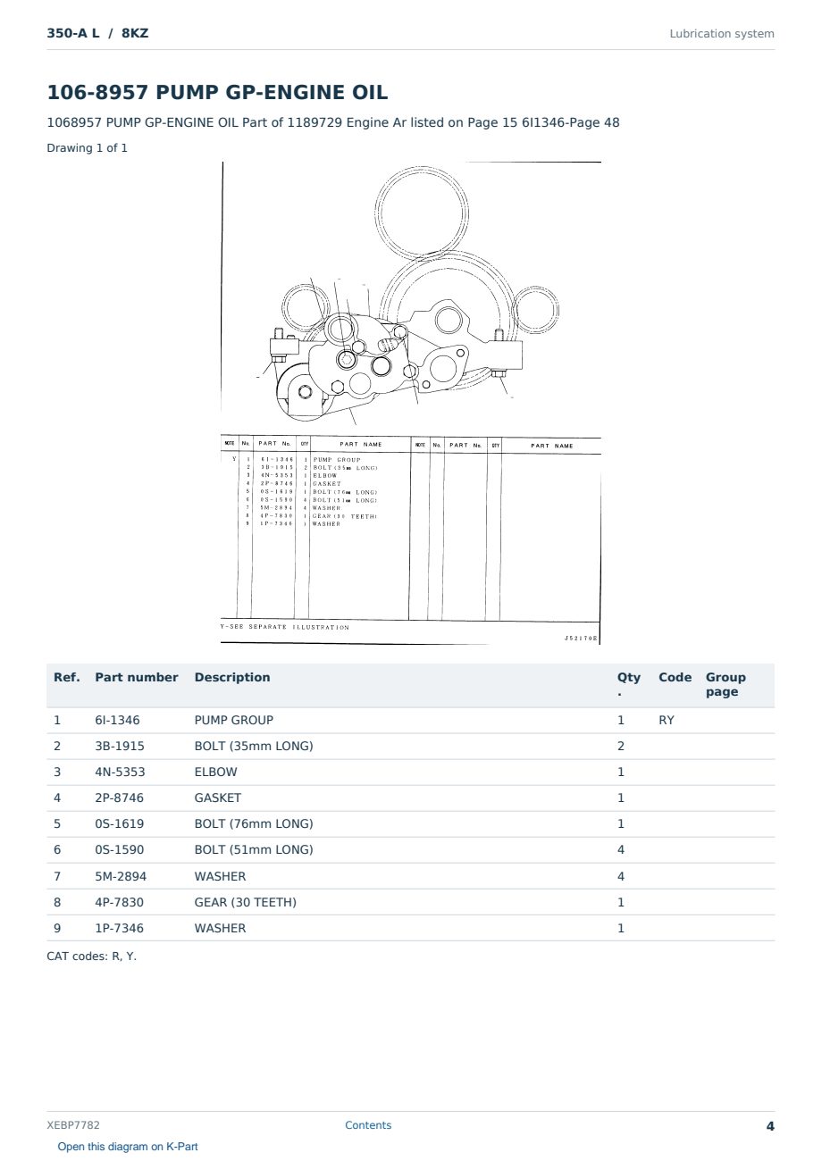 Caterpillar 350-A L S/N 8KZ Partsbook XEBP7782 (English) - sample page 4 of 10 Caterpillar 350-A L S/N 8KZ Partsbook XEBP7782 (English) - sample page 4 of 10
