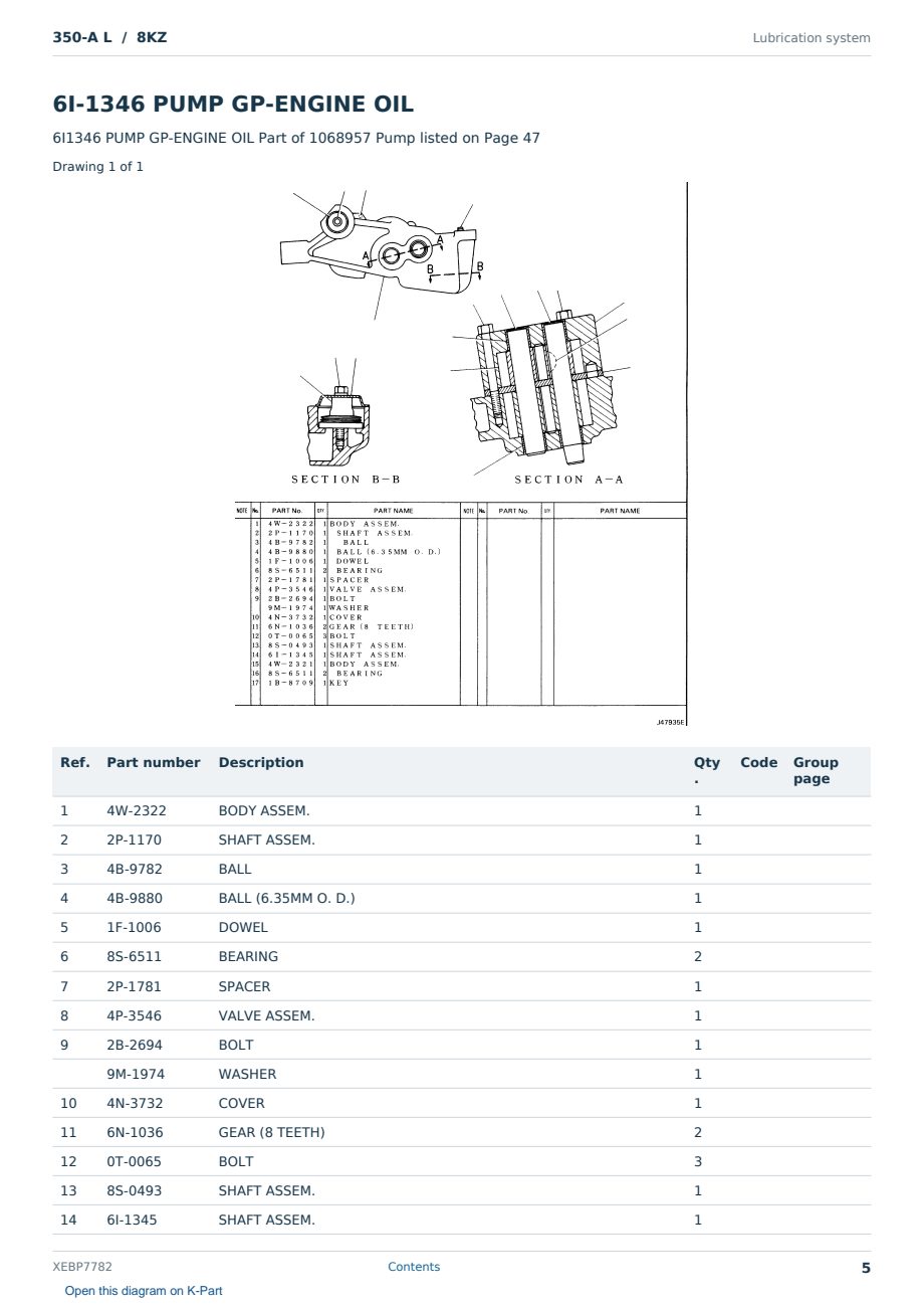 Caterpillar 350-A L S/N 8KZ Partsbook XEBP7782 (English) - sample page 5 of 10 Caterpillar 350-A L S/N 8KZ Partsbook XEBP7782 (English) - sample page 5 of 10