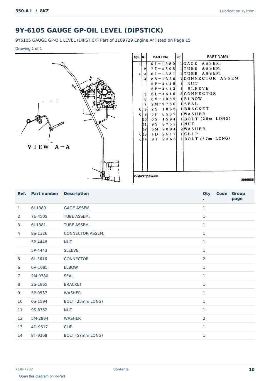 Caterpillar 350-A L S/N 8KZ Partsbook XEBP7782 (English) - sample page 10 of 10 Caterpillar 350-A L S/N 8KZ Partsbook XEBP7782 (English) - sample page 10 of 10