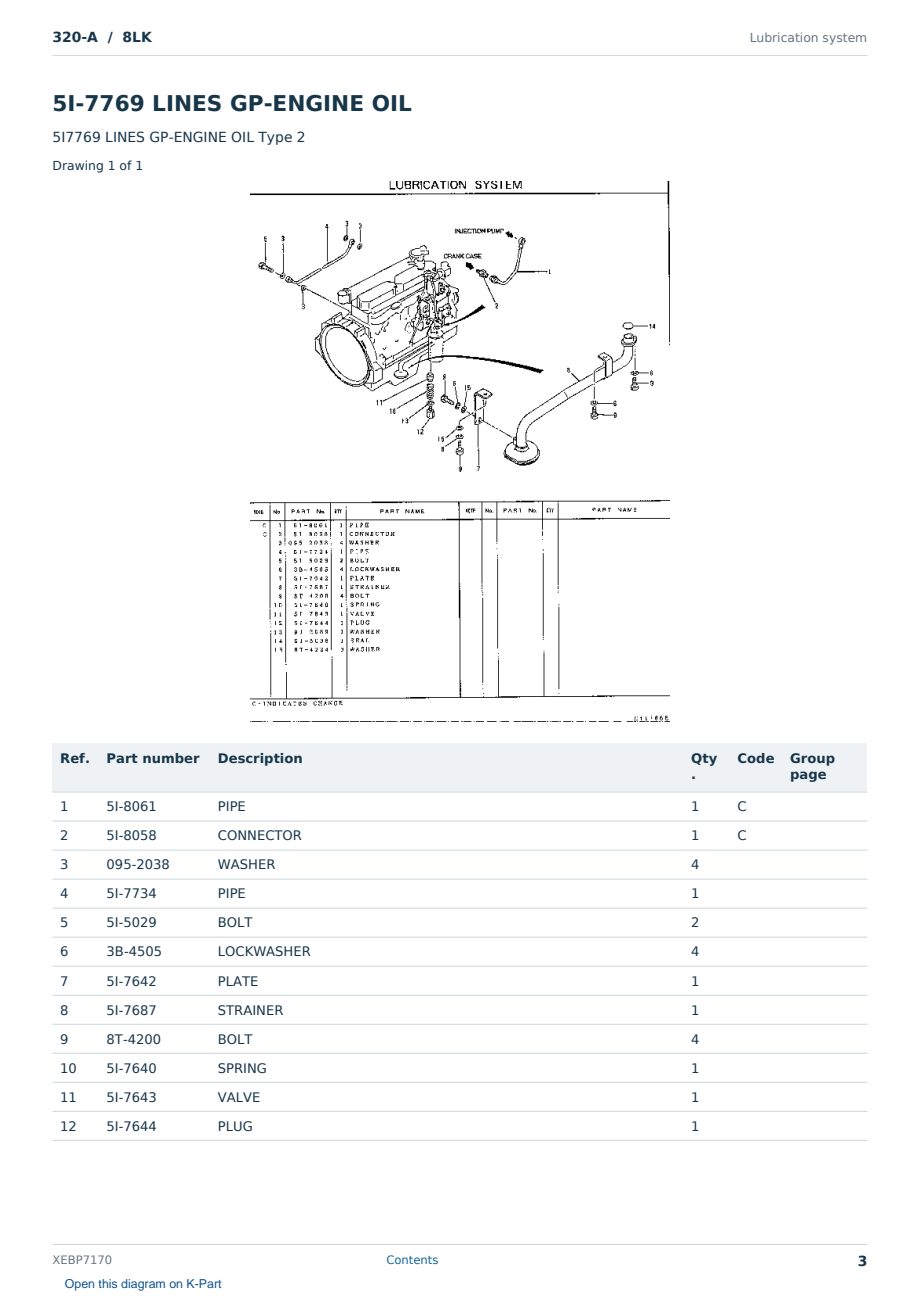Caterpillar 320-A S/N 8LK Partsbook XEBP7170 (English) - sample page 3 of 10 Caterpillar 320-A S/N 8LK Partsbook XEBP7170 (English) - sample page 3 of 10