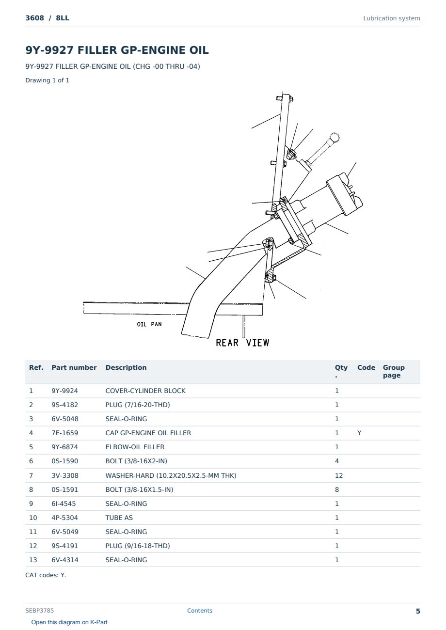 Caterpillar 3608 S/N 8LL Partsbook SEBP3785 (English) - sample page 5 of 10 Caterpillar 3608 S/N 8LL Partsbook SEBP3785 (English) - sample page 5 of 10