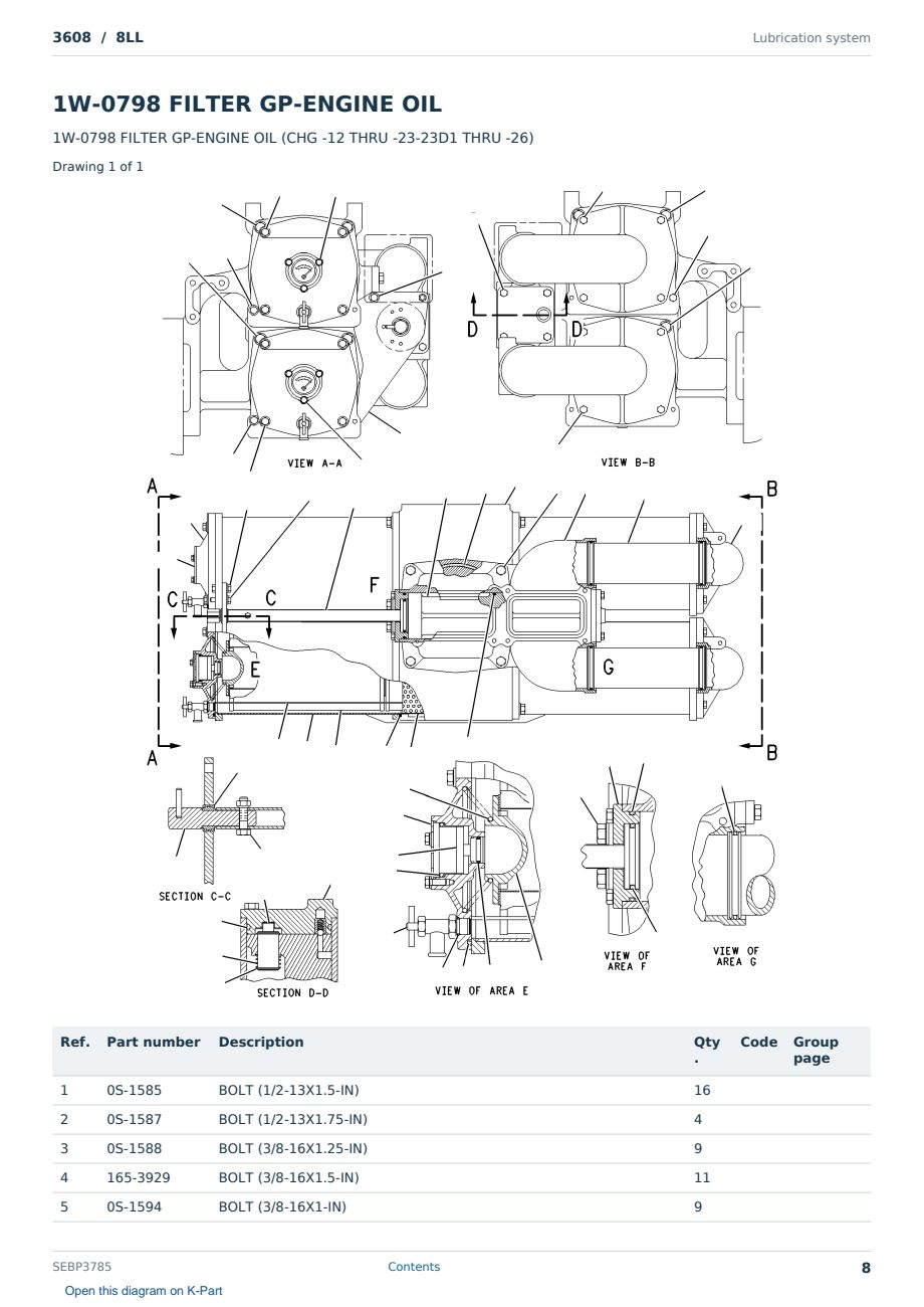 Caterpillar 3608 S/N 8LL Partsbook SEBP3785 (English) - sample page 8 of 10 Caterpillar 3608 S/N 8LL Partsbook SEBP3785 (English) - sample page 8 of 10