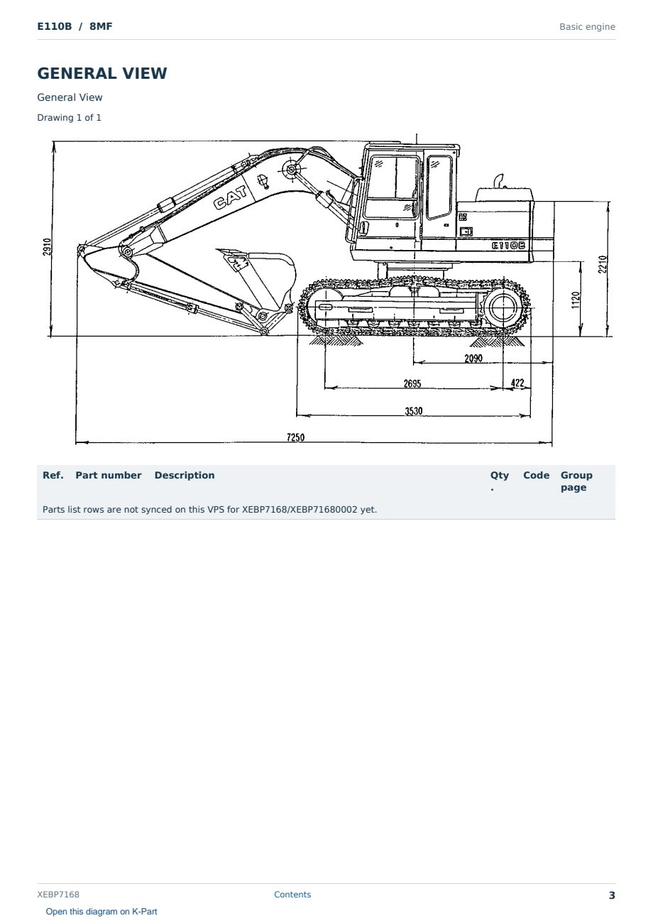 Caterpillar E110B S/N 8MF Partsbook XEBP7168 (English) - sample page 3 of 10 Caterpillar E110B S/N 8MF Partsbook XEBP7168 (English) - sample page 3 of 10
