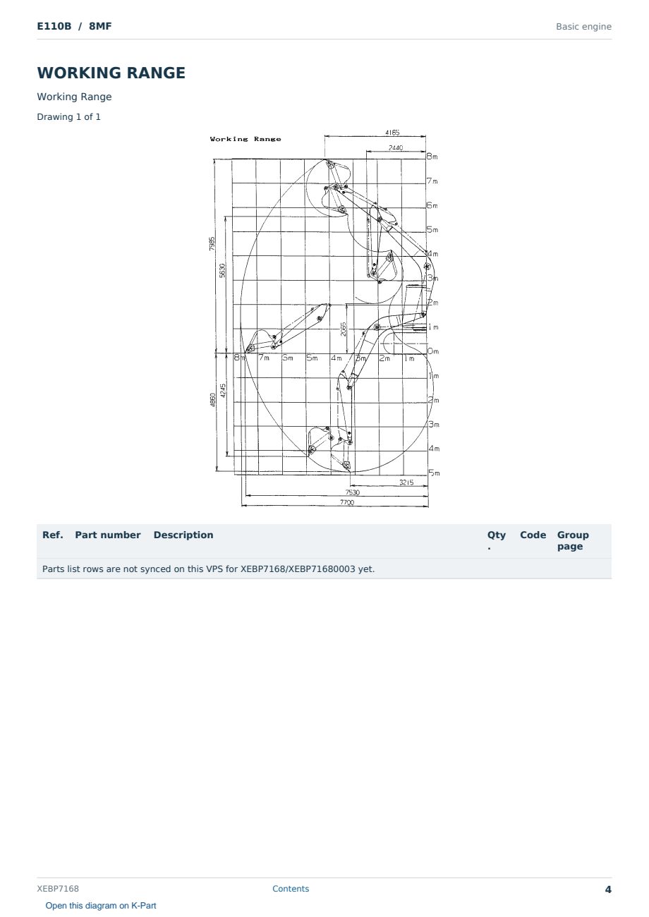 Caterpillar E110B S/N 8MF Partsbook XEBP7168 (English) - sample page 4 of 10 Caterpillar E110B S/N 8MF Partsbook XEBP7168 (English) - sample page 4 of 10