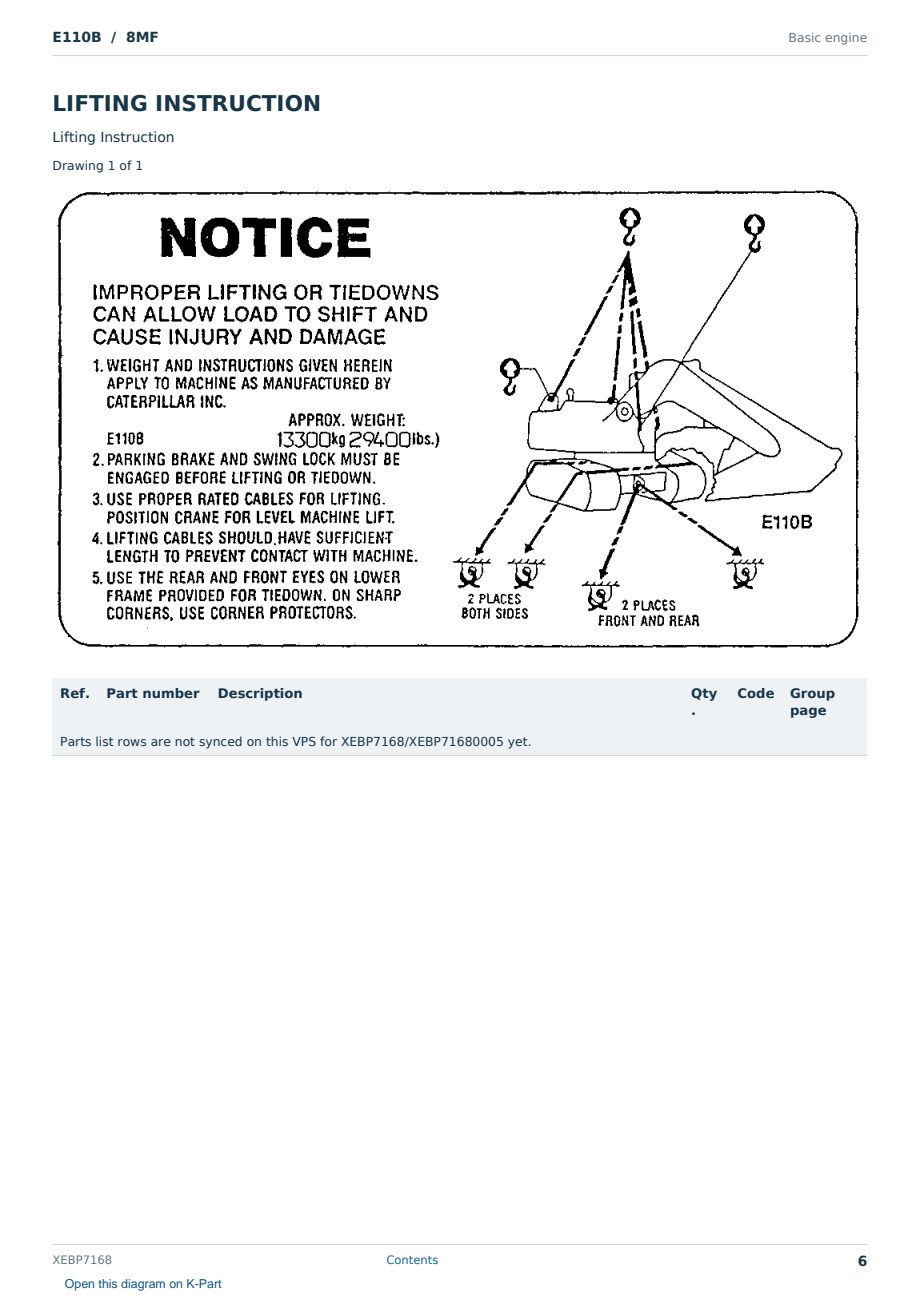 Caterpillar E110B S/N 8MF Partsbook XEBP7168 (English) - sample page 6 of 10 Caterpillar E110B S/N 8MF Partsbook XEBP7168 (English) - sample page 6 of 10