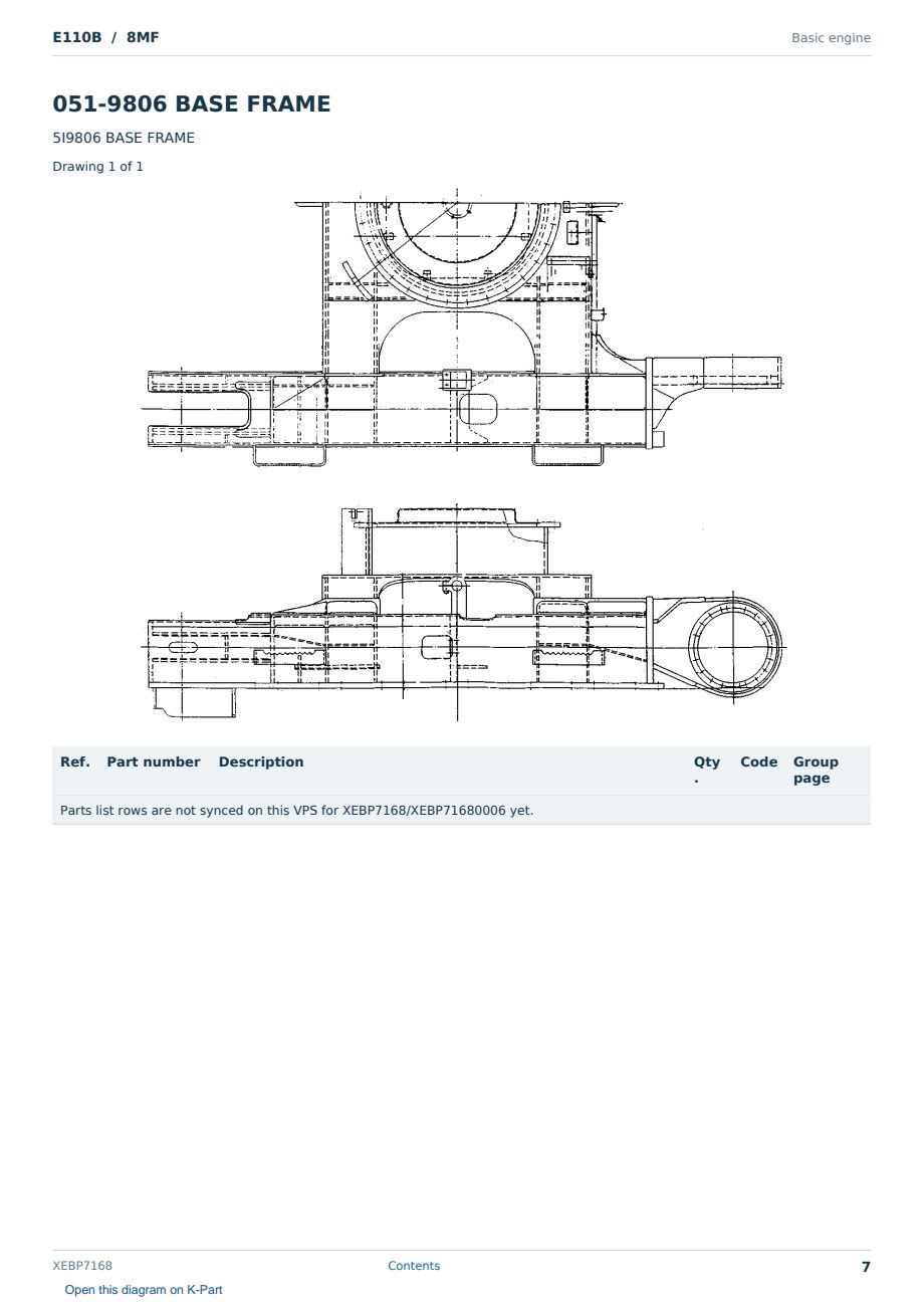 Caterpillar E110B S/N 8MF Partsbook XEBP7168 (English) - sample page 7 of 10 Caterpillar E110B S/N 8MF Partsbook XEBP7168 (English) - sample page 7 of 10