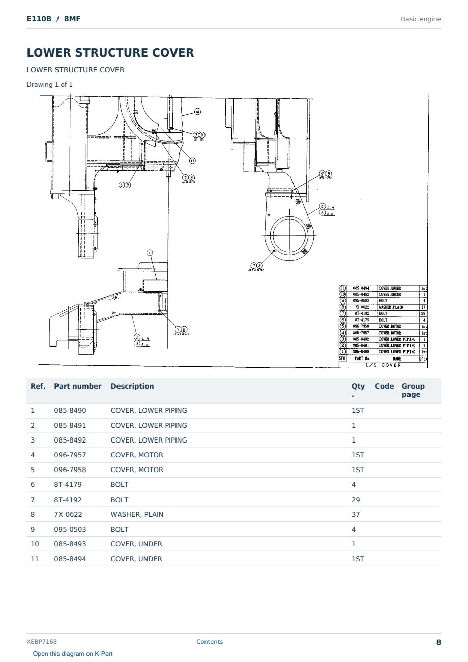 Caterpillar E110B S/N 8MF Partsbook XEBP7168 (English) - sample page 8 of 10 Caterpillar E110B S/N 8MF Partsbook XEBP7168 (English) - sample page 8 of 10