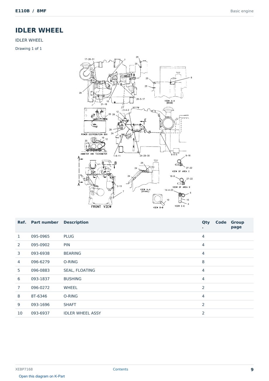 Caterpillar E110B S/N 8MF Partsbook XEBP7168 (English) - sample page 9 of 10 Caterpillar E110B S/N 8MF Partsbook XEBP7168 (English) - sample page 9 of 10