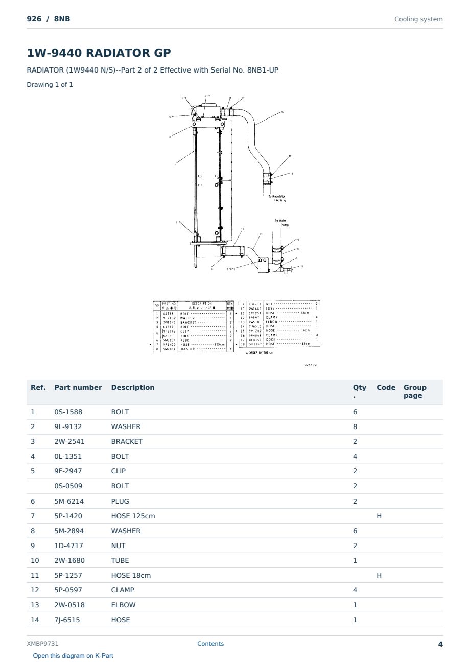 Caterpillar 926 S/N 8NB Partsbook XMBP9731 (English) - sample page 4 of 10 Caterpillar 926 S/N 8NB Partsbook XMBP9731 (English) - sample page 4 of 10