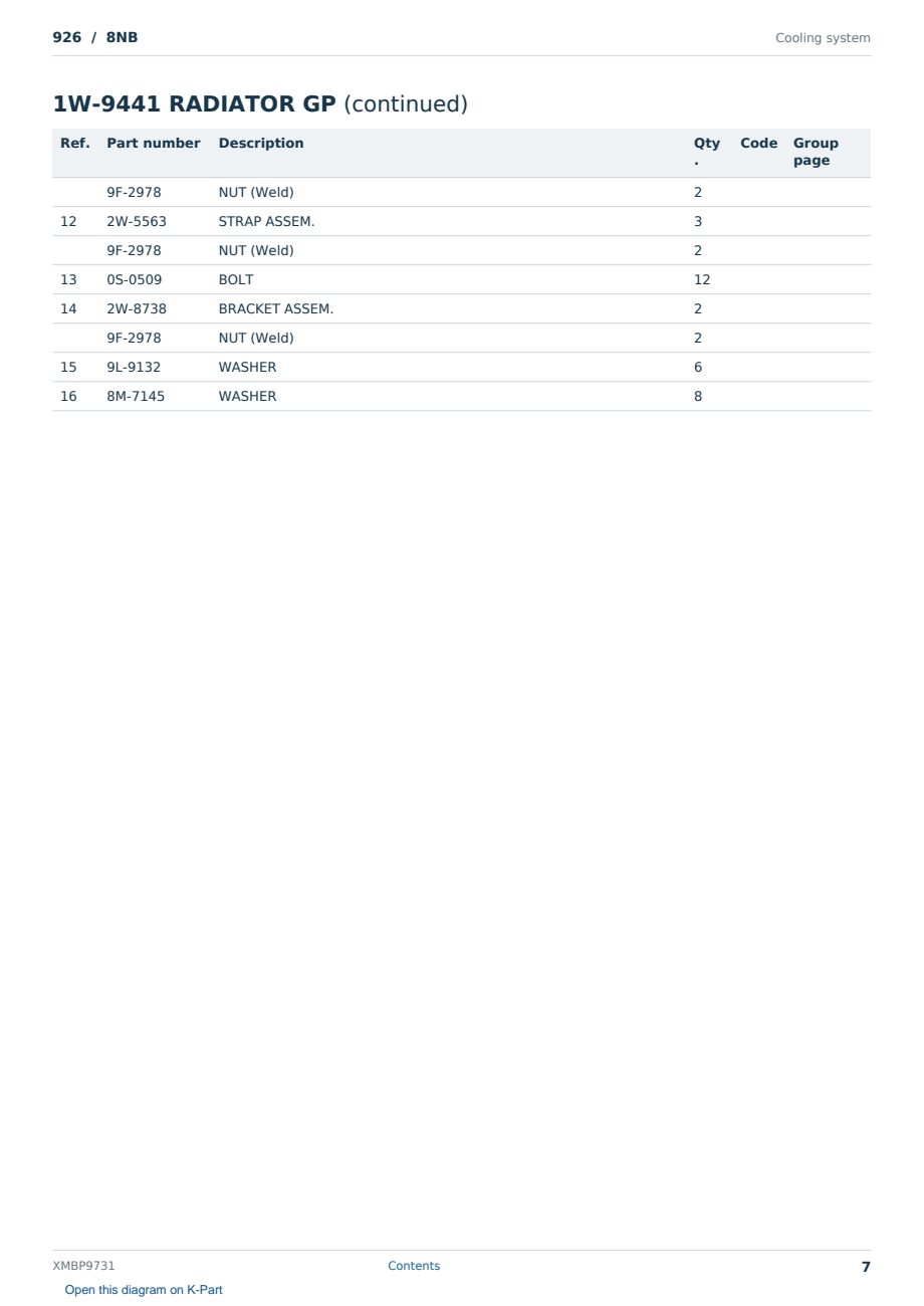 Caterpillar 926 S/N 8NB Partsbook XMBP9731 (English) - sample page 7 of 10 Caterpillar 926 S/N 8NB Partsbook XMBP9731 (English) - sample page 7 of 10