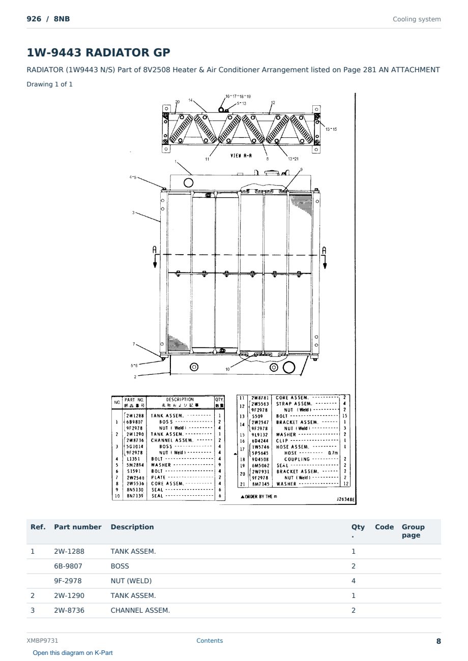 Caterpillar 926 S/N 8NB Partsbook XMBP9731 (English) - sample page 8 of 10 Caterpillar 926 S/N 8NB Partsbook XMBP9731 (English) - sample page 8 of 10