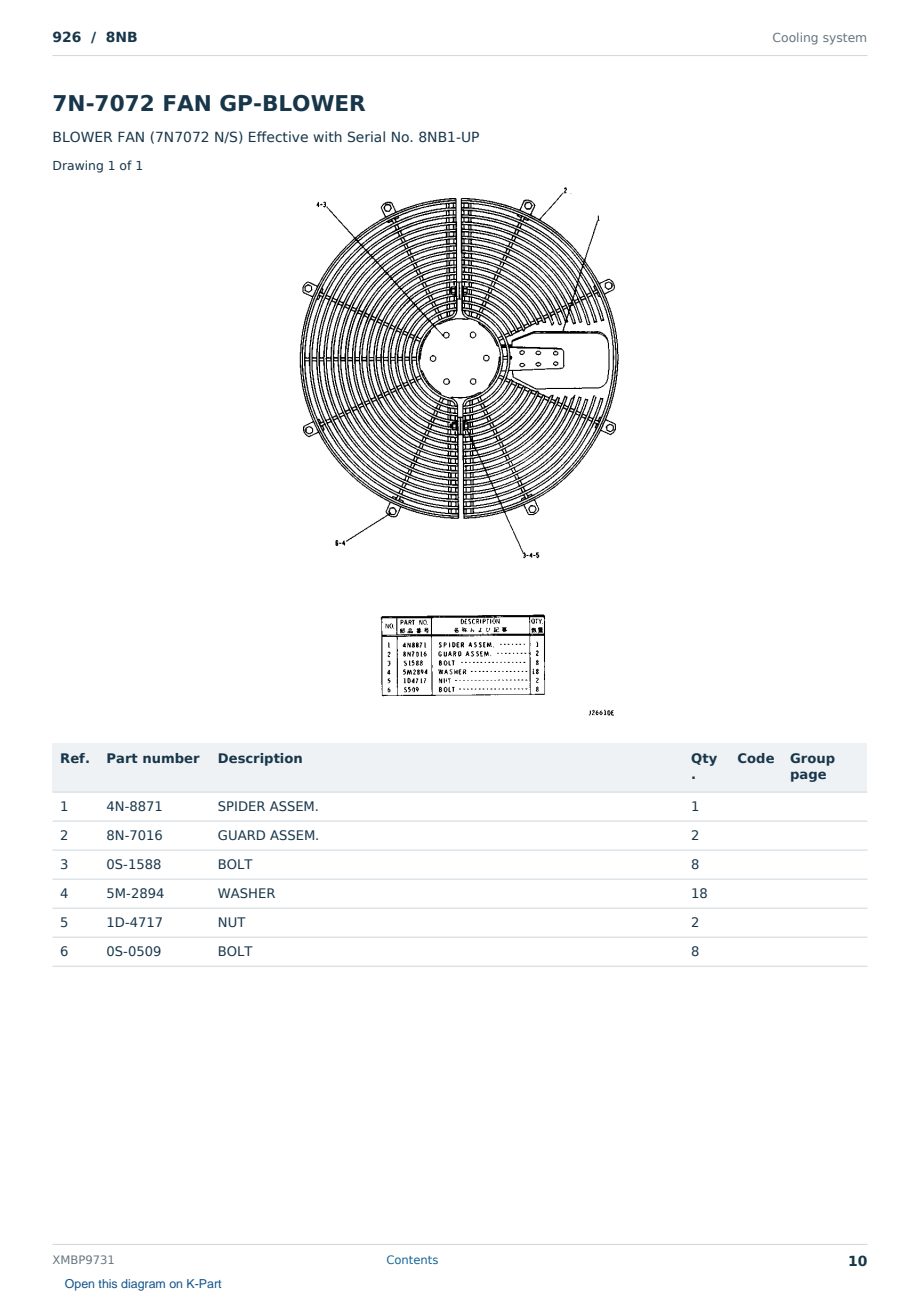 Caterpillar 926 S/N 8NB Partsbook XMBP9731 (English) - sample page 10 of 10 Caterpillar 926 S/N 8NB Partsbook XMBP9731 (English) - sample page 10 of 10
