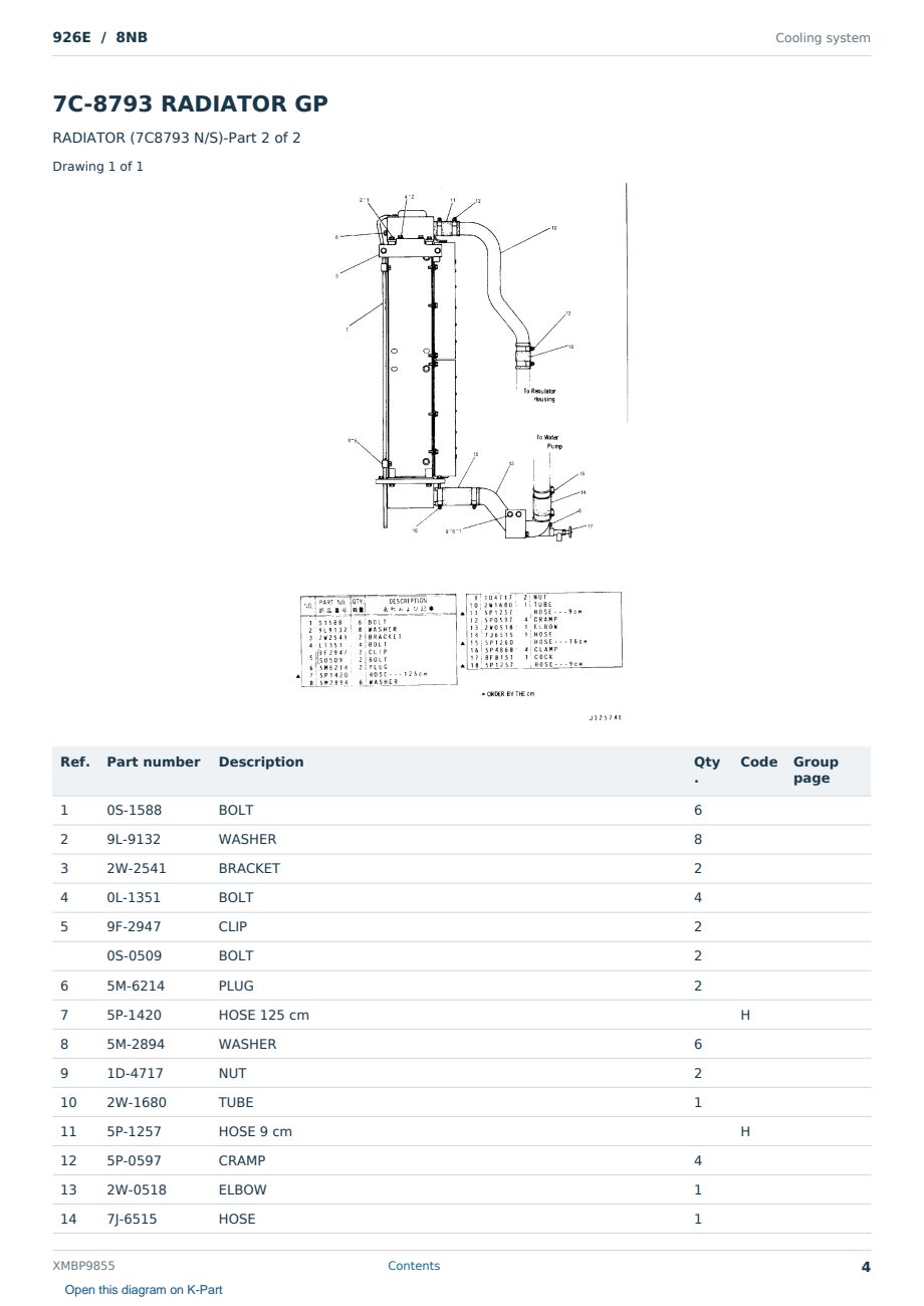 Caterpillar 926E S/N 8NB Partsbook XMBP9855 (English) - sample page 4 of 10 Caterpillar 926E S/N 8NB Partsbook XMBP9855 (English) - sample page 4 of 10