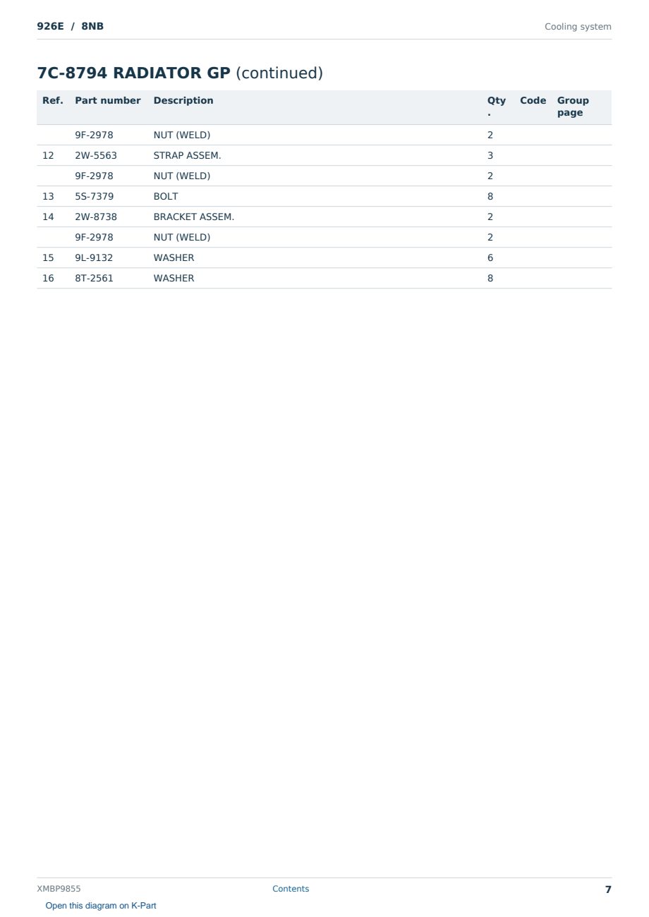 Caterpillar 926E S/N 8NB Partsbook XMBP9855 (English) - sample page 7 of 10 Caterpillar 926E S/N 8NB Partsbook XMBP9855 (English) - sample page 7 of 10