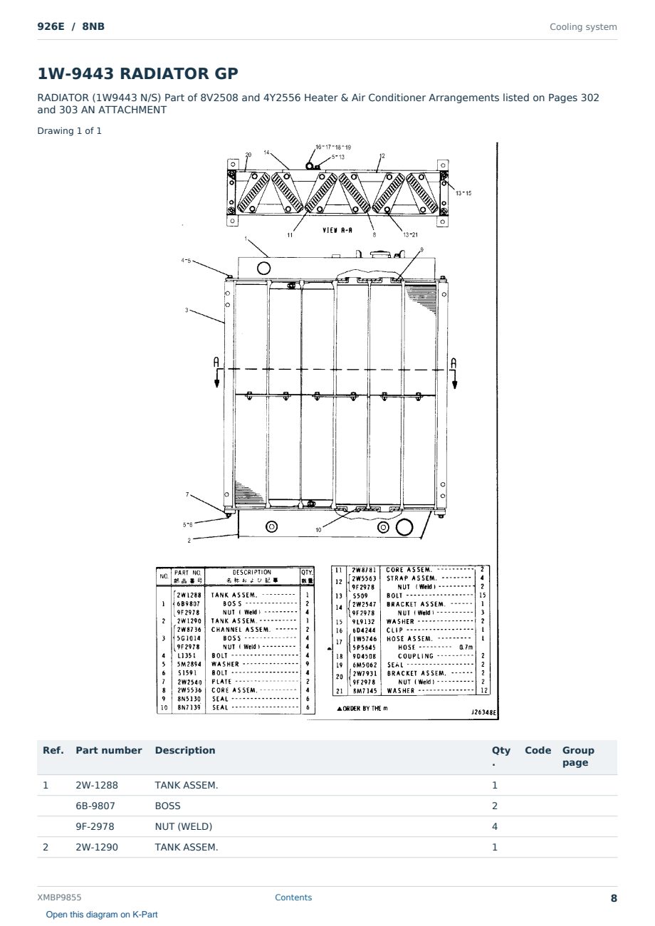 Caterpillar 926E S/N 8NB Partsbook XMBP9855 (English) - sample page 8 of 10 Caterpillar 926E S/N 8NB Partsbook XMBP9855 (English) - sample page 8 of 10