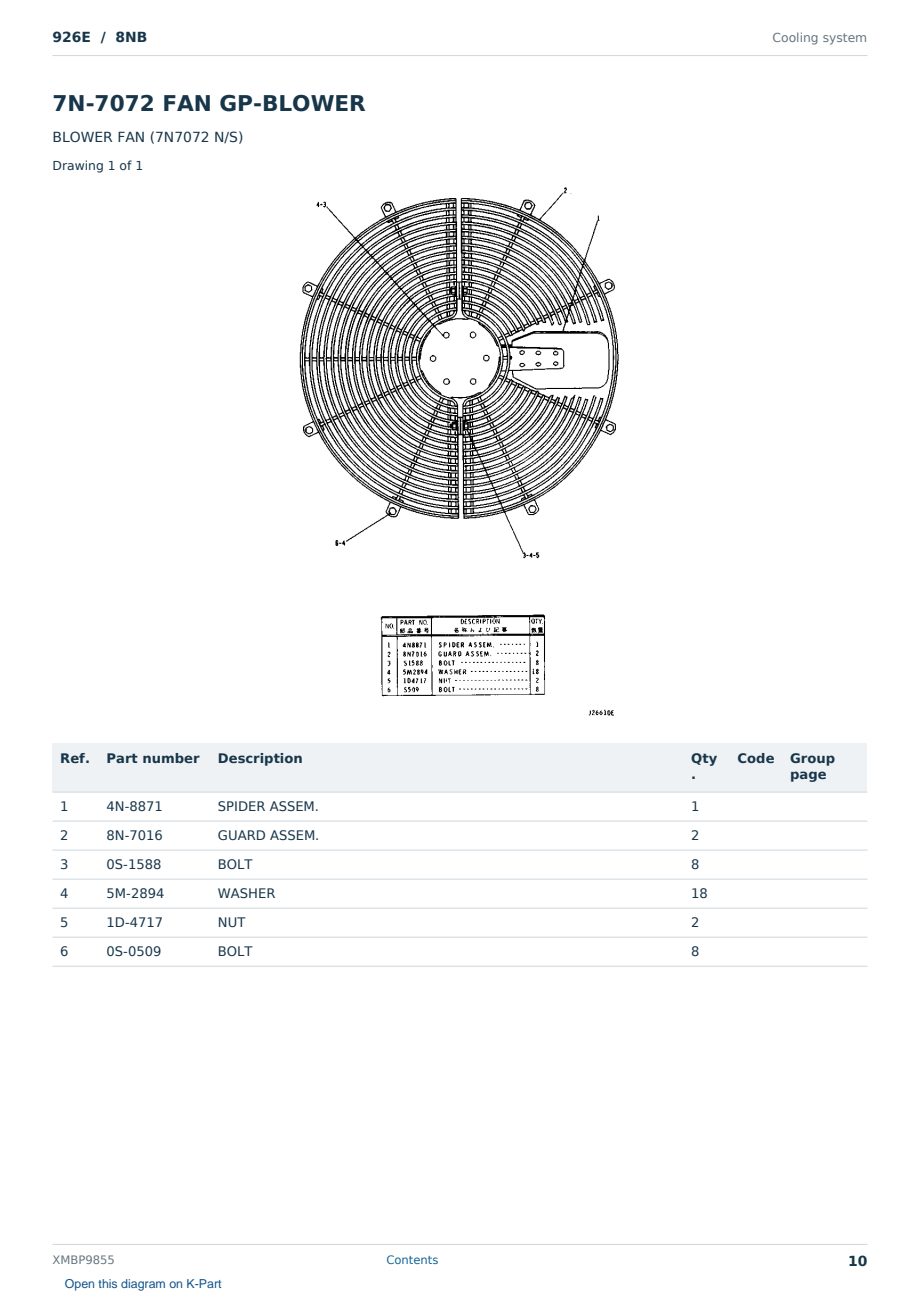 Caterpillar 926E S/N 8NB Partsbook XMBP9855 (English) - sample page 10 of 10 Caterpillar 926E S/N 8NB Partsbook XMBP9855 (English) - sample page 10 of 10