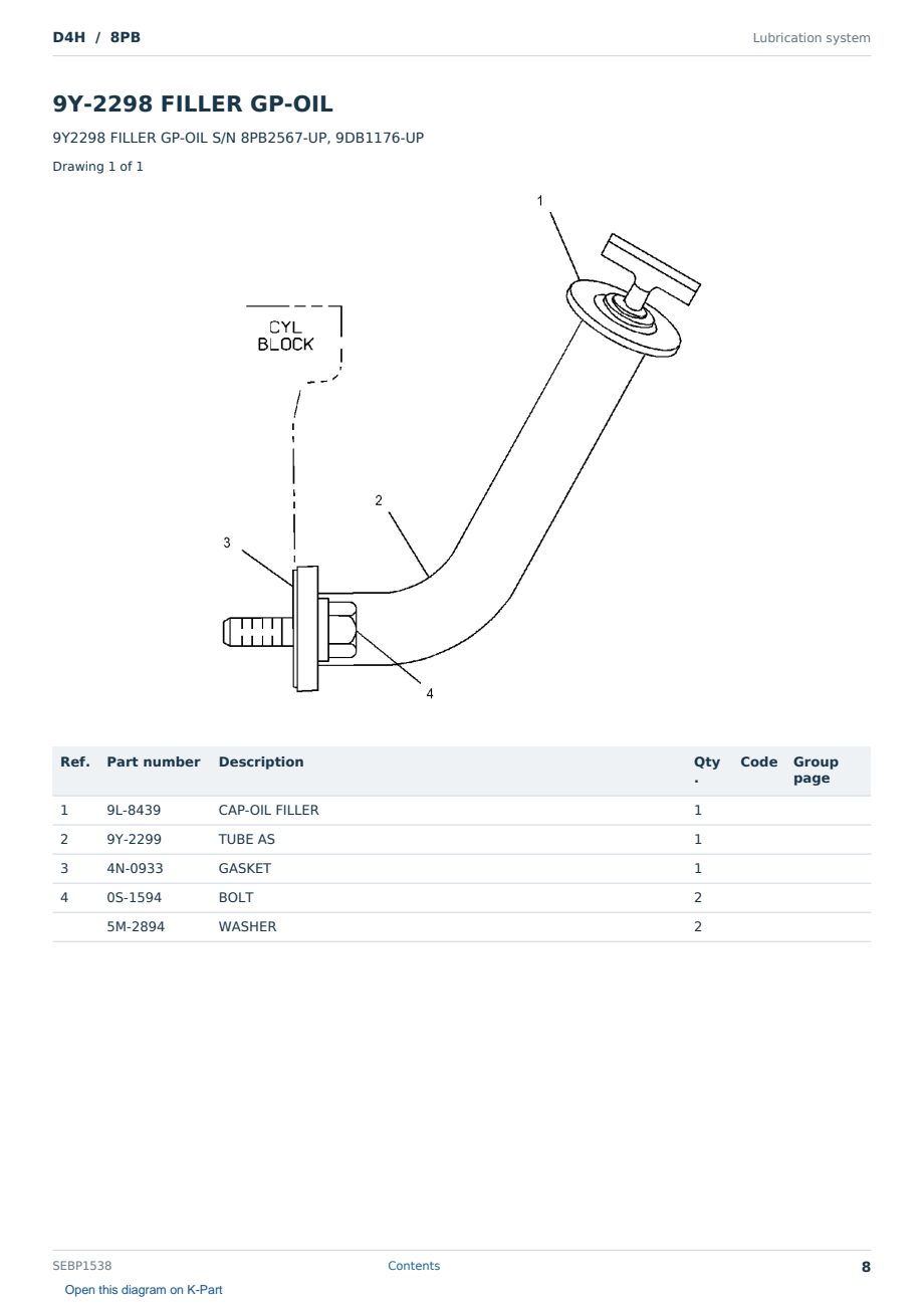 Caterpillar D4H S/N 8PB Partsbook SEBP1538 (English) - sample page 8 of 10 Caterpillar D4H S/N 8PB Partsbook SEBP1538 (English) - sample page 8 of 10