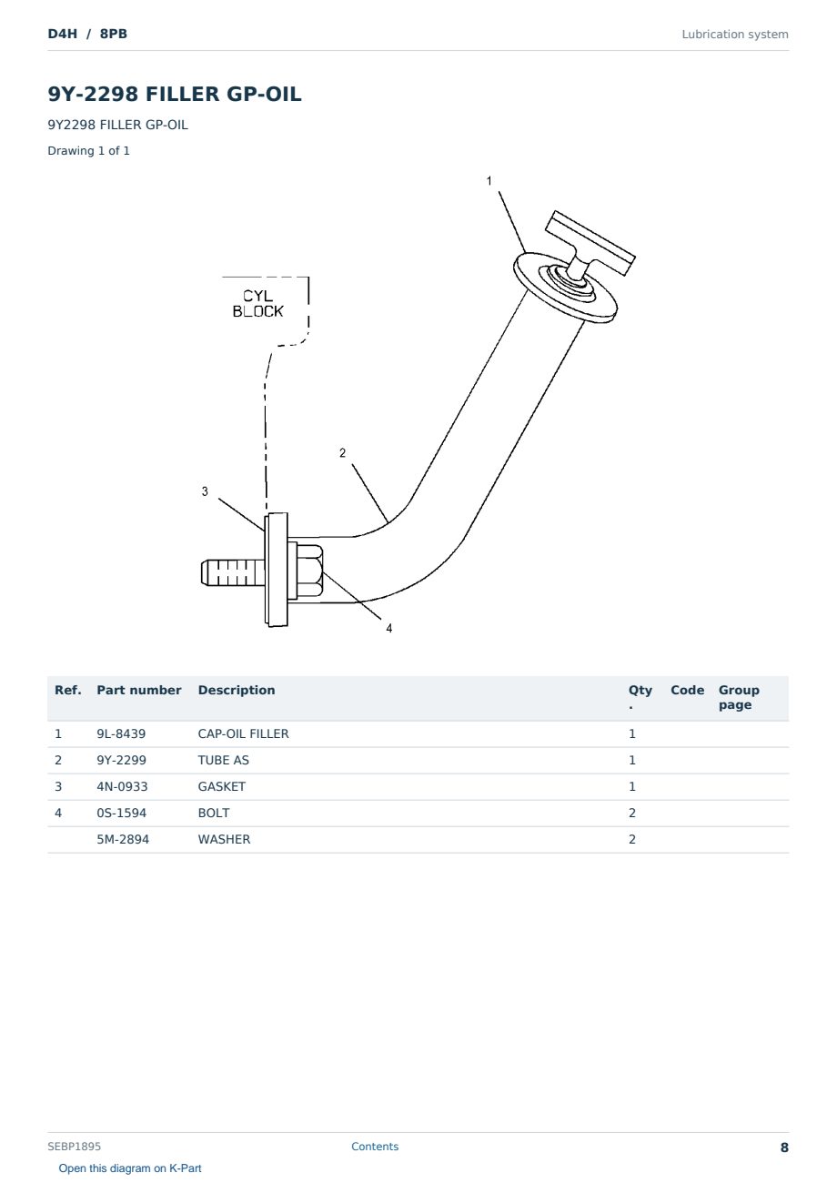 Caterpillar D4H S/N 8PB Partsbook SEBP1895 (English) - sample page 8 of 10 Caterpillar D4H S/N 8PB Partsbook SEBP1895 (English) - sample page 8 of 10