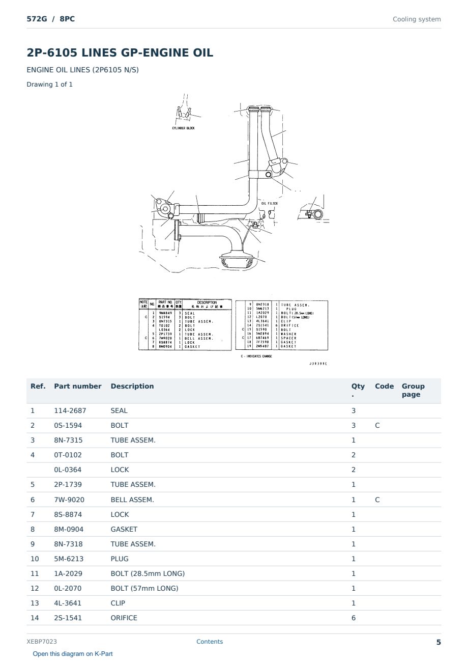 Caterpillar 572G S/N 8PC Partsbook XEBP7023 (English) - sample page 5 of 10 Caterpillar 572G S/N 8PC Partsbook XEBP7023 (English) - sample page 5 of 10