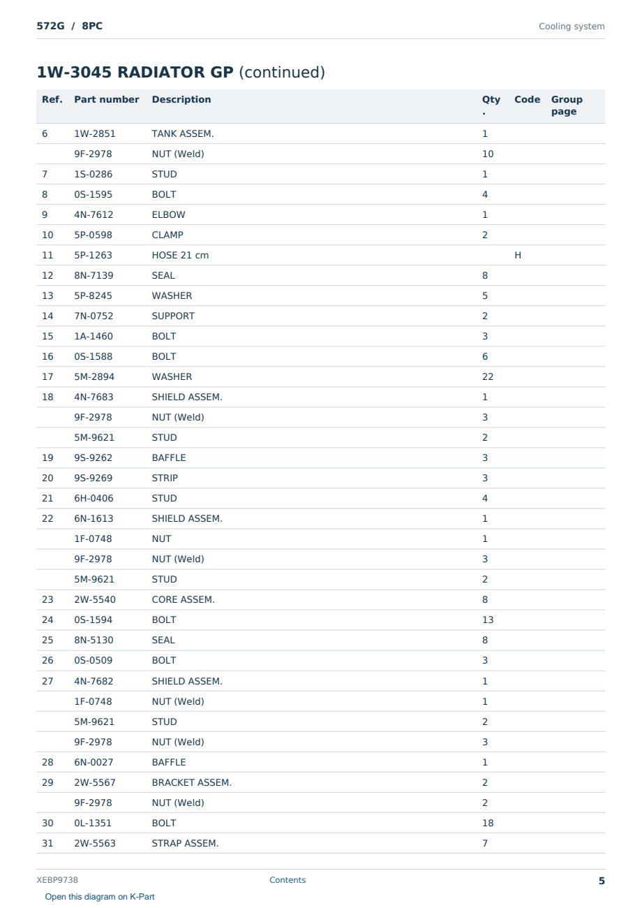 Caterpillar 572G S/N 8PC Partsbook XEBP9738 (English) - sample page 5 of 10 Caterpillar 572G S/N 8PC Partsbook XEBP9738 (English) - sample page 5 of 10