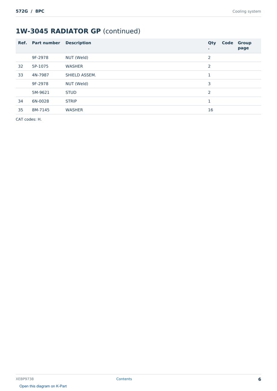 Caterpillar 572G S/N 8PC Partsbook XEBP9738 (English) - sample page 6 of 10 Caterpillar 572G S/N 8PC Partsbook XEBP9738 (English) - sample page 6 of 10
