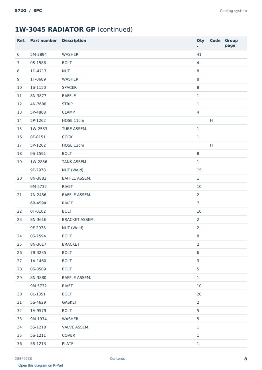 Caterpillar 572G S/N 8PC Partsbook XEBP9738 (English) - sample page 8 of 10 Caterpillar 572G S/N 8PC Partsbook XEBP9738 (English) - sample page 8 of 10