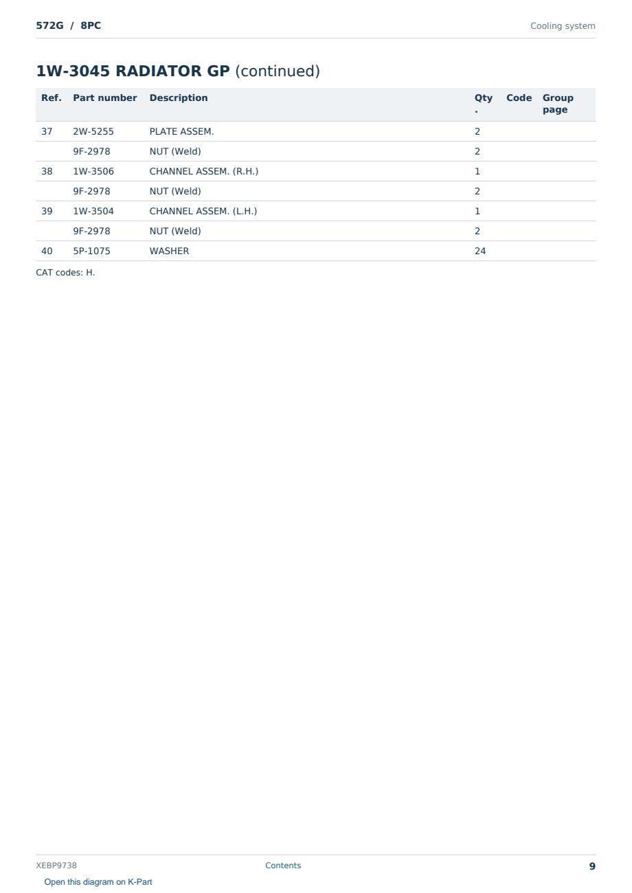 Caterpillar 572G S/N 8PC Partsbook XEBP9738 (English) - sample page 9 of 10 Caterpillar 572G S/N 8PC Partsbook XEBP9738 (English) - sample page 9 of 10