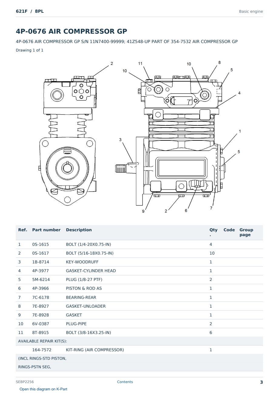 Caterpillar 621F S/N 8PL Partsbook SEBP2256 (English) - sample page 3 of 10 Caterpillar 621F S/N 8PL Partsbook SEBP2256 (English) - sample page 3 of 10