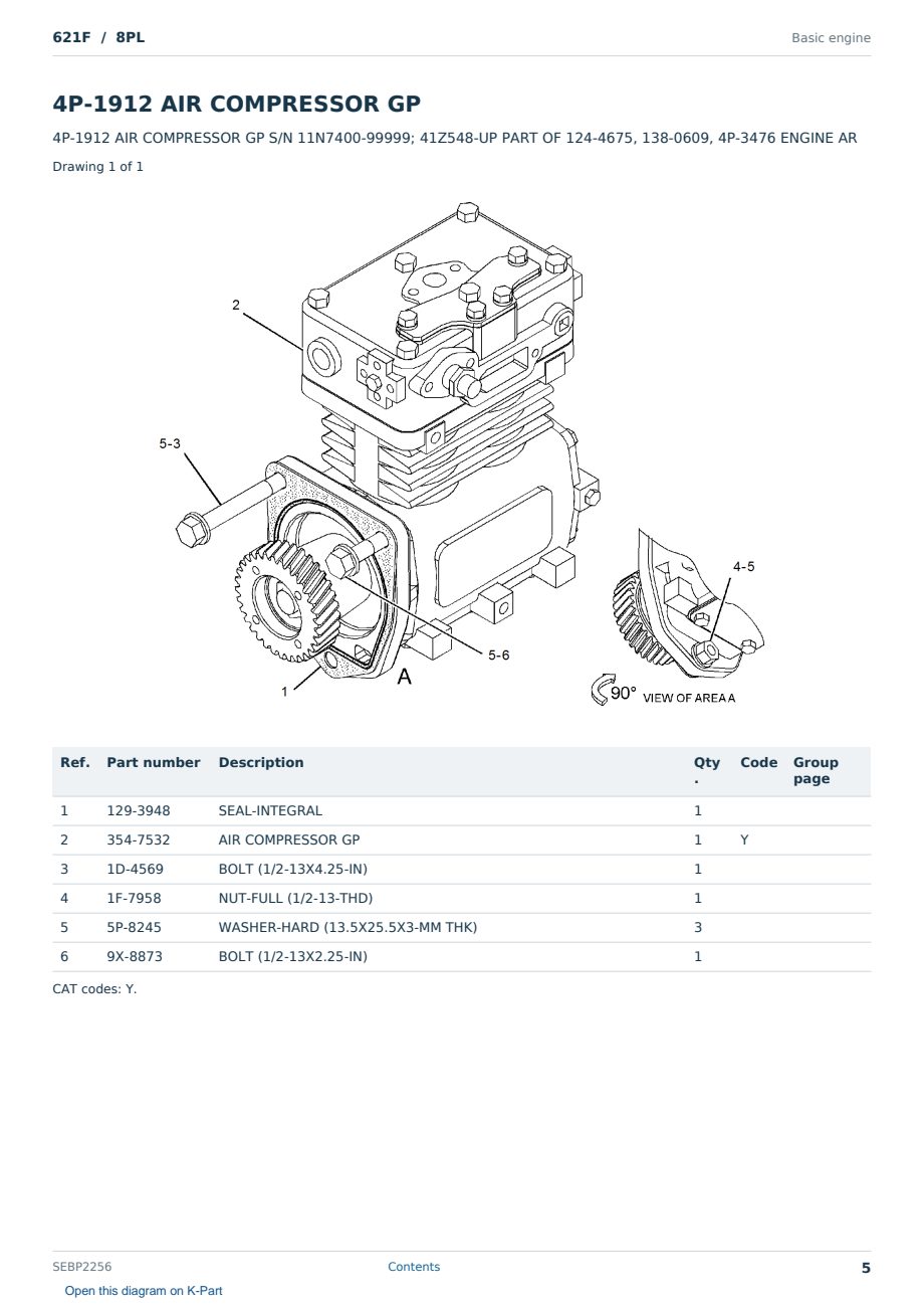 Caterpillar 621F S/N 8PL Partsbook SEBP2256 (English) - sample page 5 of 10 Caterpillar 621F S/N 8PL Partsbook SEBP2256 (English) - sample page 5 of 10