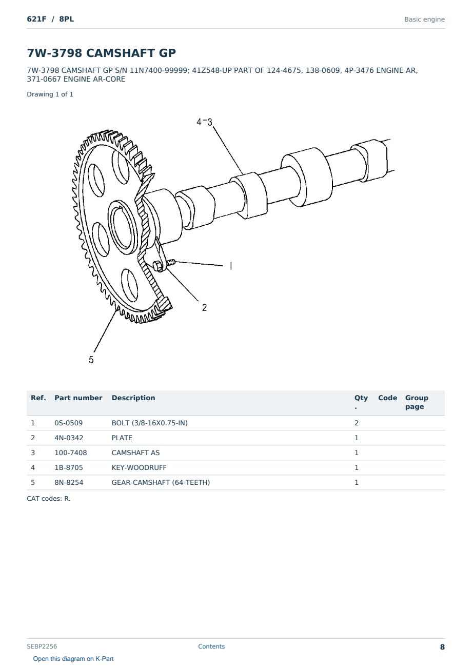 Caterpillar 621F S/N 8PL Partsbook SEBP2256 (English) - sample page 8 of 10 Caterpillar 621F S/N 8PL Partsbook SEBP2256 (English) - sample page 8 of 10