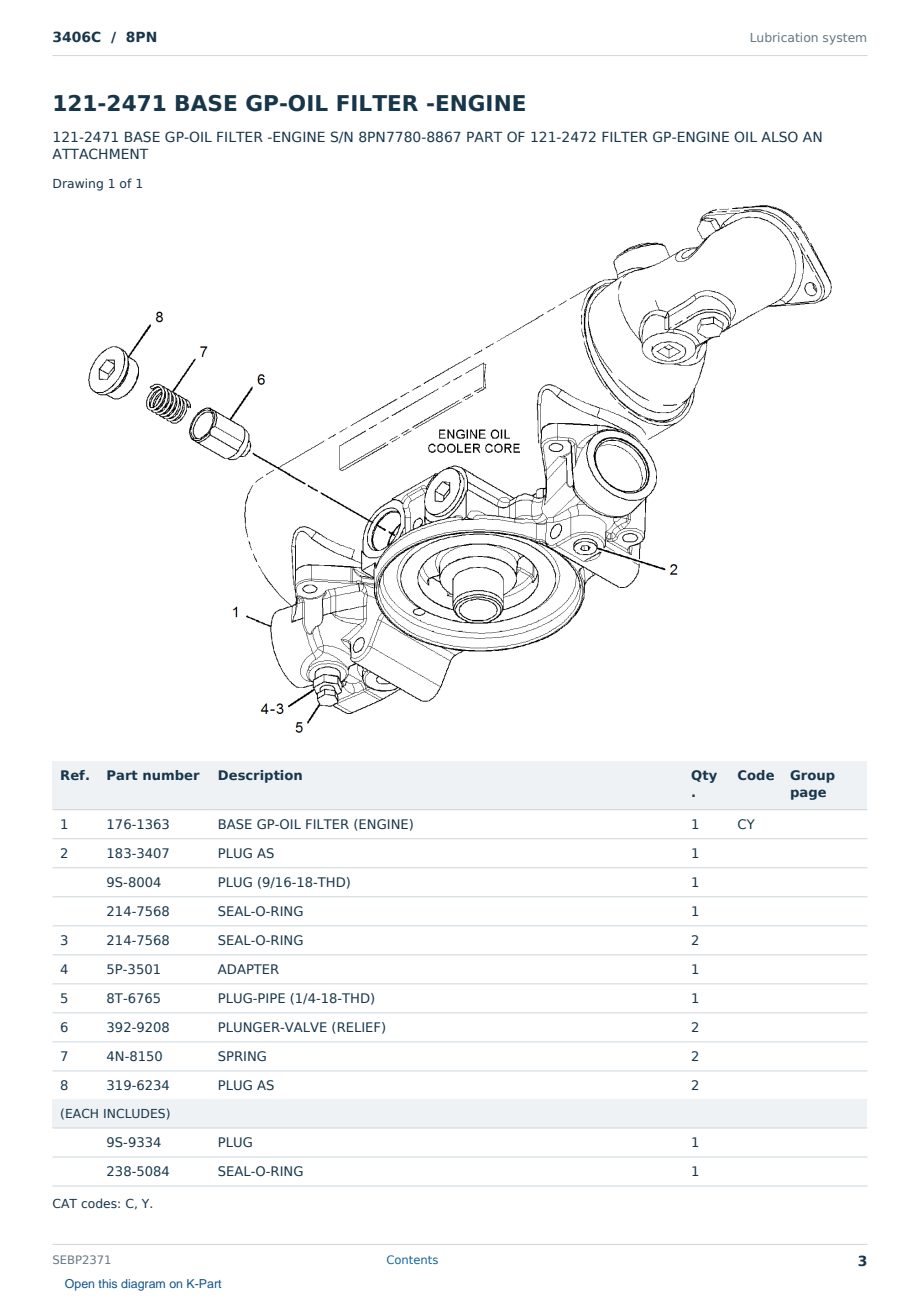 Caterpillar 3406C S/N 8PN Partsbook SEBP2371 (English) - sample page 3 of 10 Caterpillar 3406C S/N 8PN Partsbook SEBP2371 (English) - sample page 3 of 10