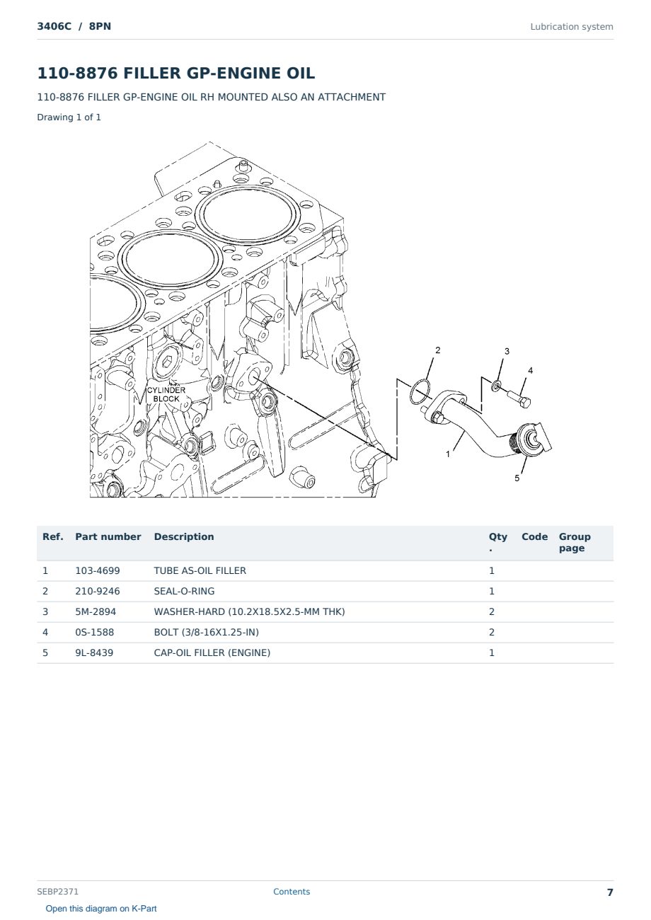 Caterpillar 3406C S/N 8PN Partsbook SEBP2371 (English) - sample page 7 of 10 Caterpillar 3406C S/N 8PN Partsbook SEBP2371 (English) - sample page 7 of 10