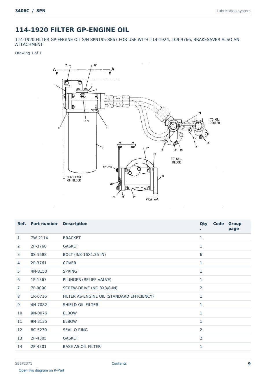 Caterpillar 3406C S/N 8PN Partsbook SEBP2371 (English) - sample page 9 of 10 Caterpillar 3406C S/N 8PN Partsbook SEBP2371 (English) - sample page 9 of 10