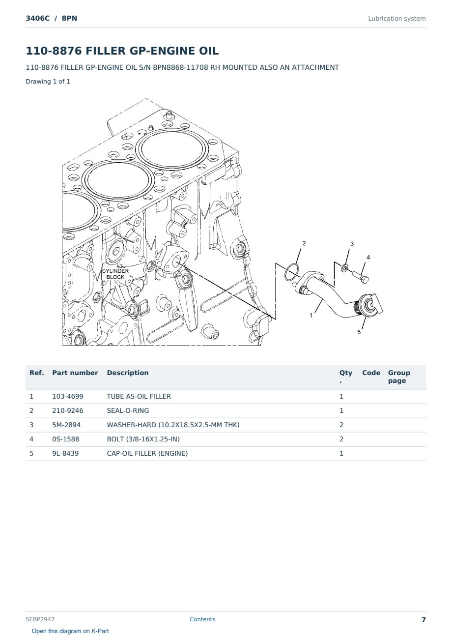 Caterpillar 3406C S/N 8PN Partsbook SEBP2947 (English) - sample page 7 of 10 Caterpillar 3406C S/N 8PN Partsbook SEBP2947 (English) - sample page 7 of 10
