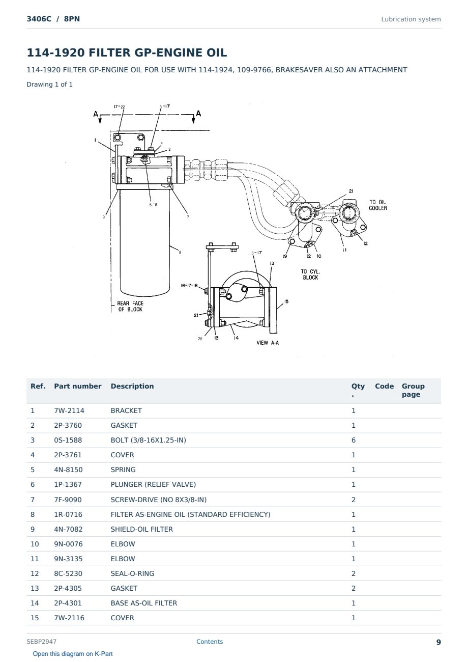 Caterpillar 3406C S/N 8PN Partsbook SEBP2947 (English) - sample page 9 of 10 Caterpillar 3406C S/N 8PN Partsbook SEBP2947 (English) - sample page 9 of 10