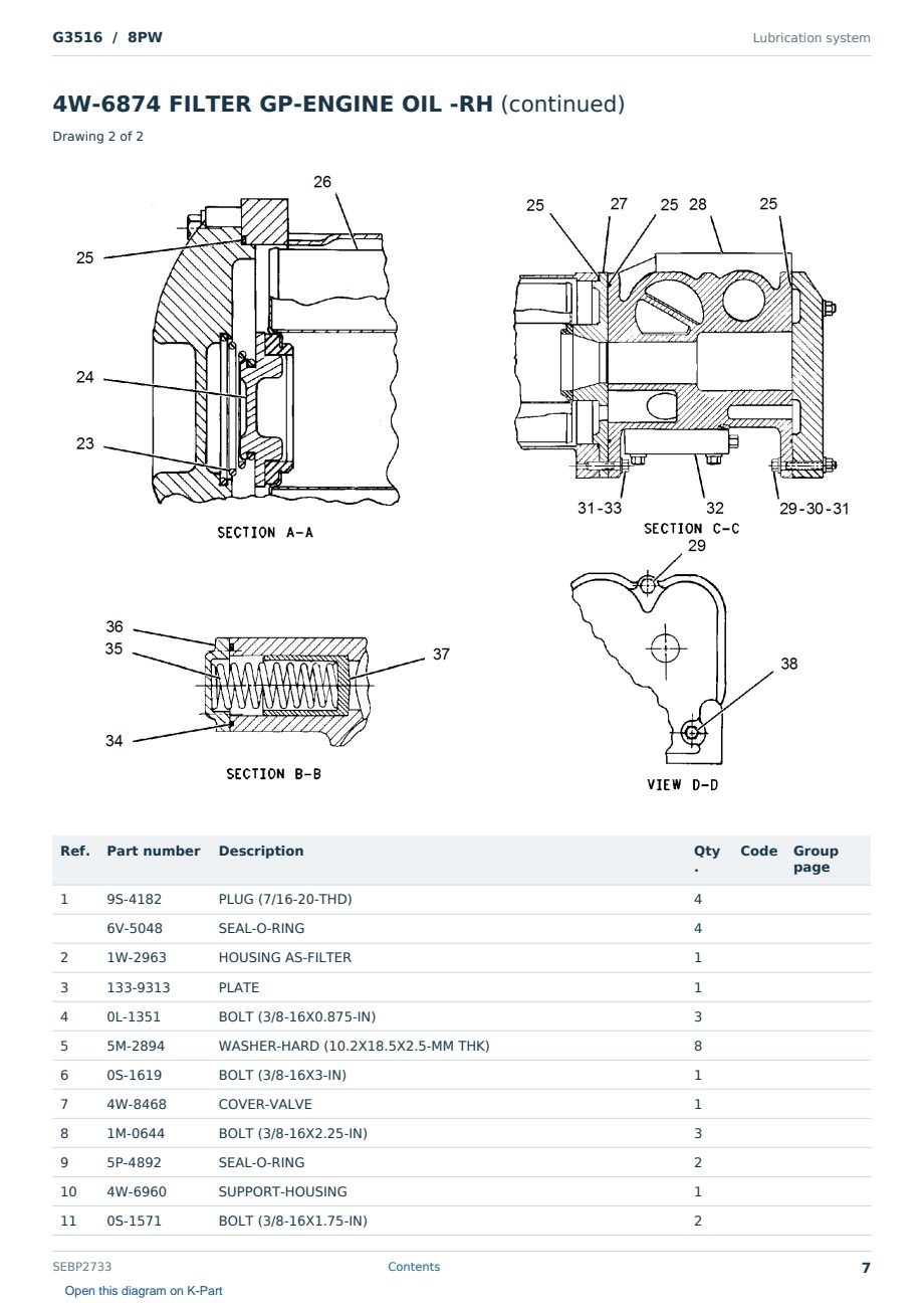 Caterpillar G3516 S/N 8PW Partsbook SEBP2733 (English) - sample page 7 of 10 Caterpillar G3516 S/N 8PW Partsbook SEBP2733 (English) - sample page 7 of 10
