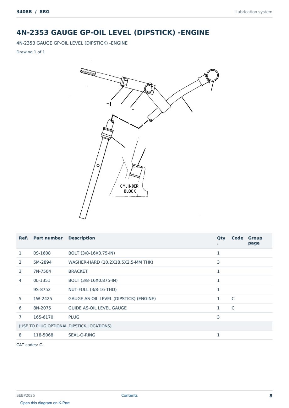 Caterpillar 3408B S/N 8RG Partsbook SEBP2025 (English) - sample page 8 of 10 Caterpillar 3408B S/N 8RG Partsbook SEBP2025 (English) - sample page 8 of 10