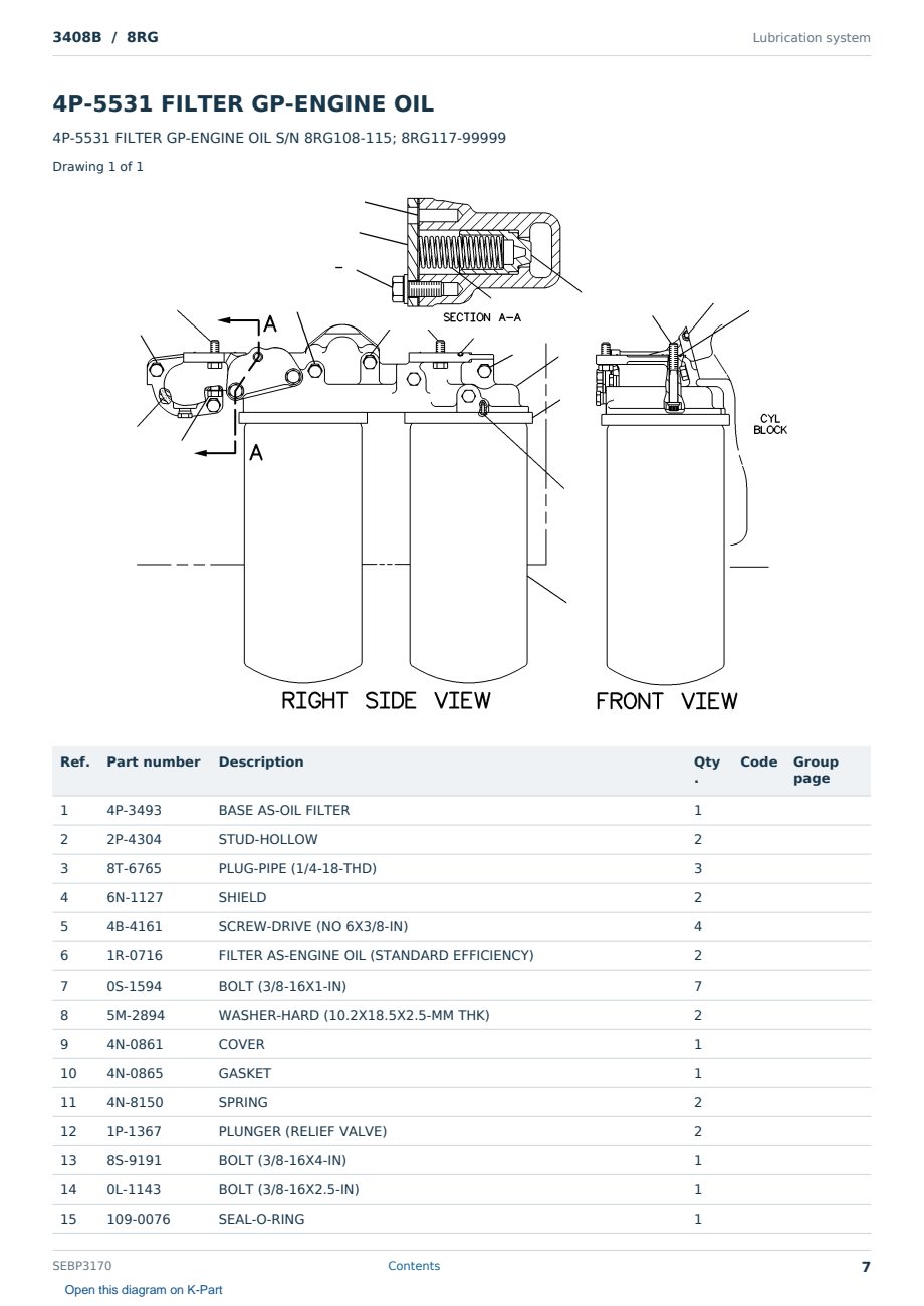 Caterpillar 3408B S/N 8RG Partsbook SEBP3170 (English) - sample page 7 of 10 Caterpillar 3408B S/N 8RG Partsbook SEBP3170 (English) - sample page 7 of 10