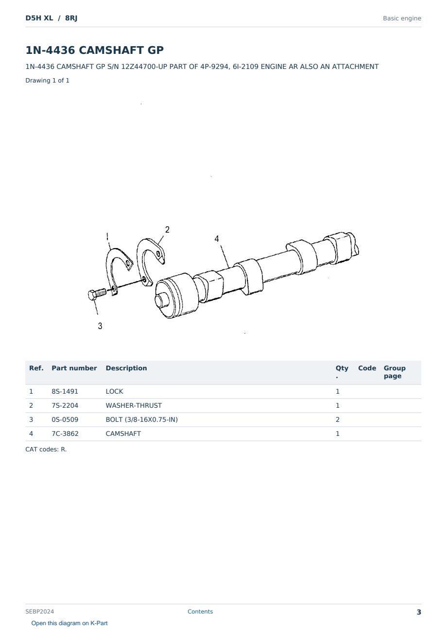 Caterpillar D5H XL S/N 8RJ Partsbook SEBP2024 (English) - sample page 3 of 10 Caterpillar D5H XL S/N 8RJ Partsbook SEBP2024 (English) - sample page 3 of 10