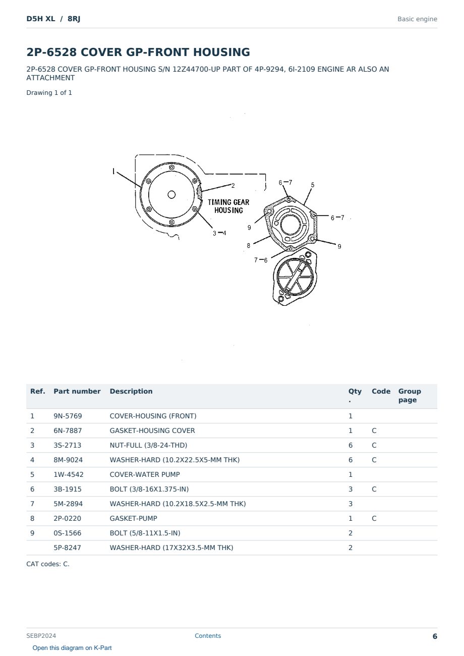 Caterpillar D5H XL S/N 8RJ Partsbook SEBP2024 (English) - sample page 6 of 10 Caterpillar D5H XL S/N 8RJ Partsbook SEBP2024 (English) - sample page 6 of 10