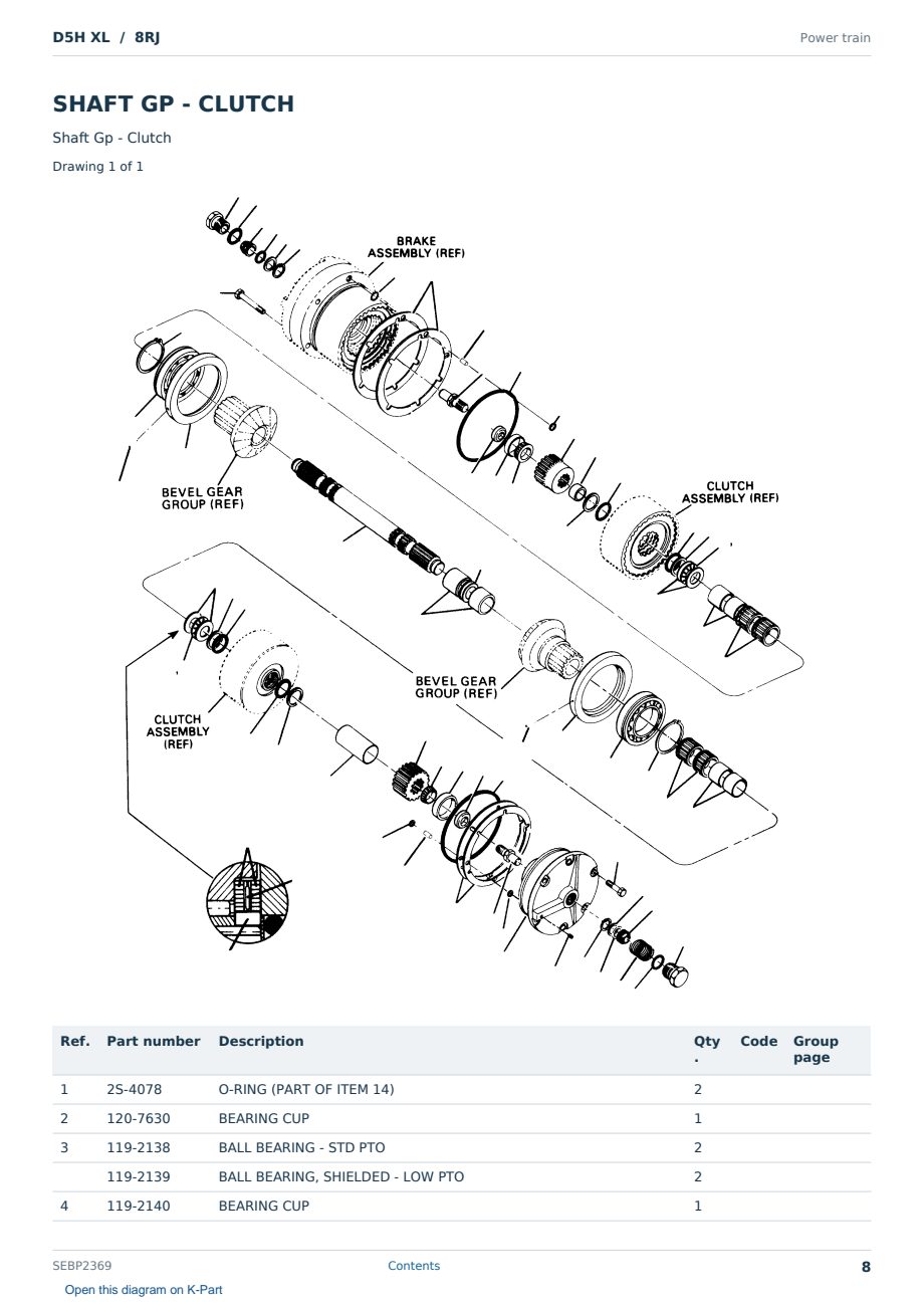 Caterpillar D5H XL S/N 8RJ Partsbook SEBP2369 (English) - sample page 8 of 10 Caterpillar D5H XL S/N 8RJ Partsbook SEBP2369 (English) - sample page 8 of 10