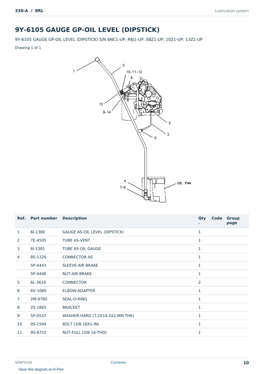 Caterpillar 330-A S/N 8RL Partsbook SEBP5536 (English) - sample page 10 of 10 Caterpillar 330-A S/N 8RL Partsbook SEBP5536 (English) - sample page 10 of 10