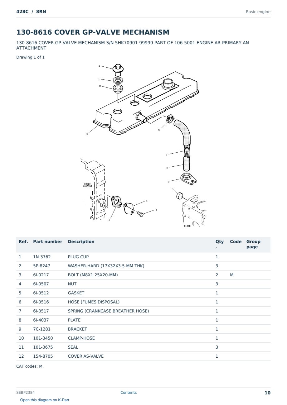Caterpillar 428C S/N 8RN Partsbook SEBP2384 (English) - sample page 10 of 10 Caterpillar 428C S/N 8RN Partsbook SEBP2384 (English) - sample page 10 of 10