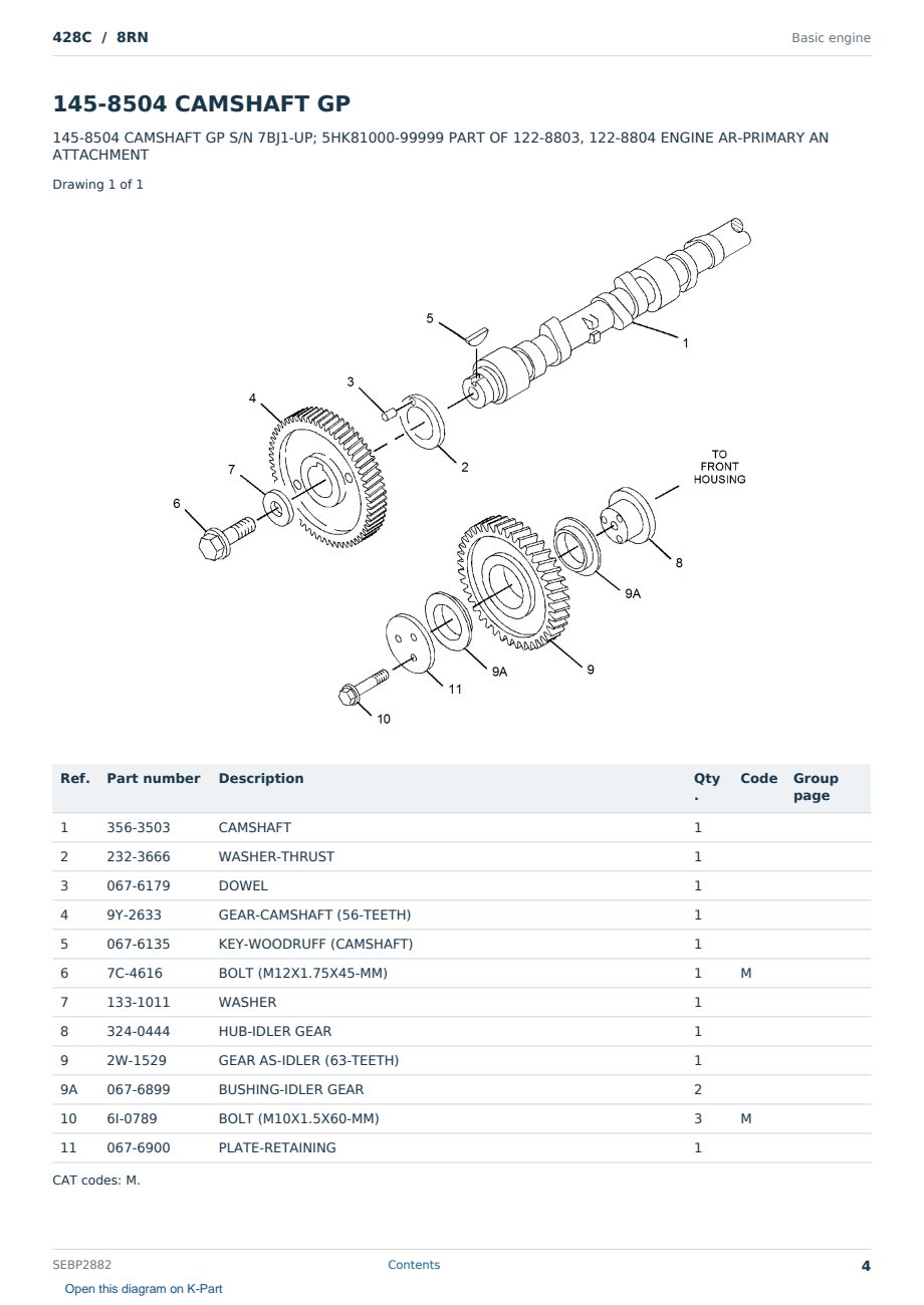 Caterpillar 428C S/N 8RN Partsbook SEBP2882 (English) - sample page 4 of 10 Caterpillar 428C S/N 8RN Partsbook SEBP2882 (English) - sample page 4 of 10